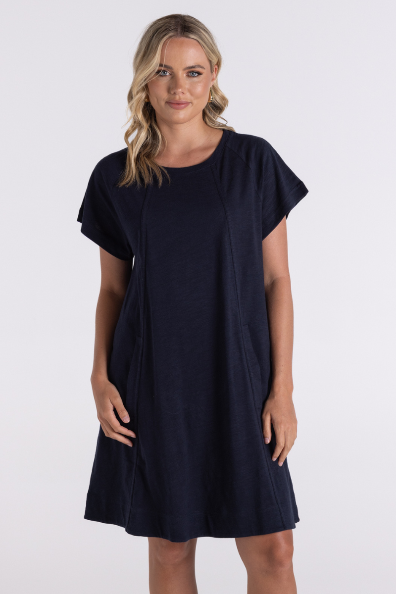 Two T's | Jersey T-Shirt Dress | Navy
