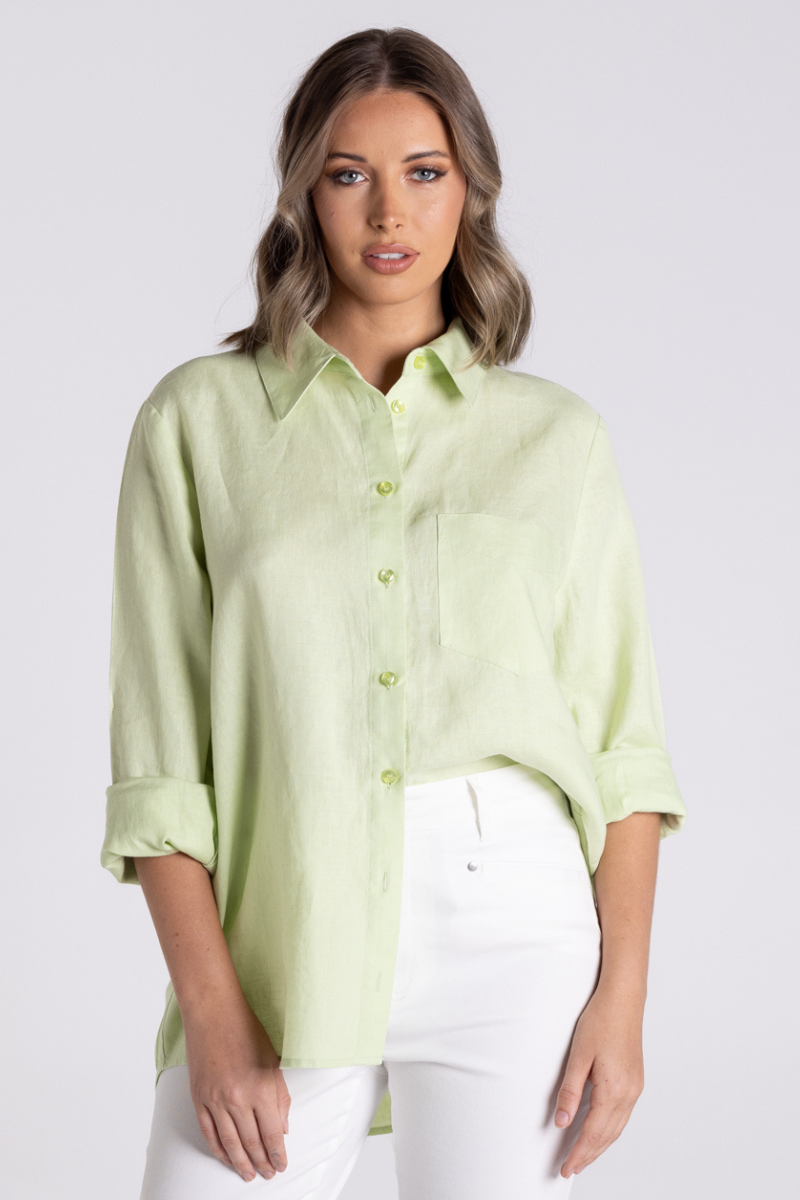 Two T's | Classic Linen Shirt | Lime