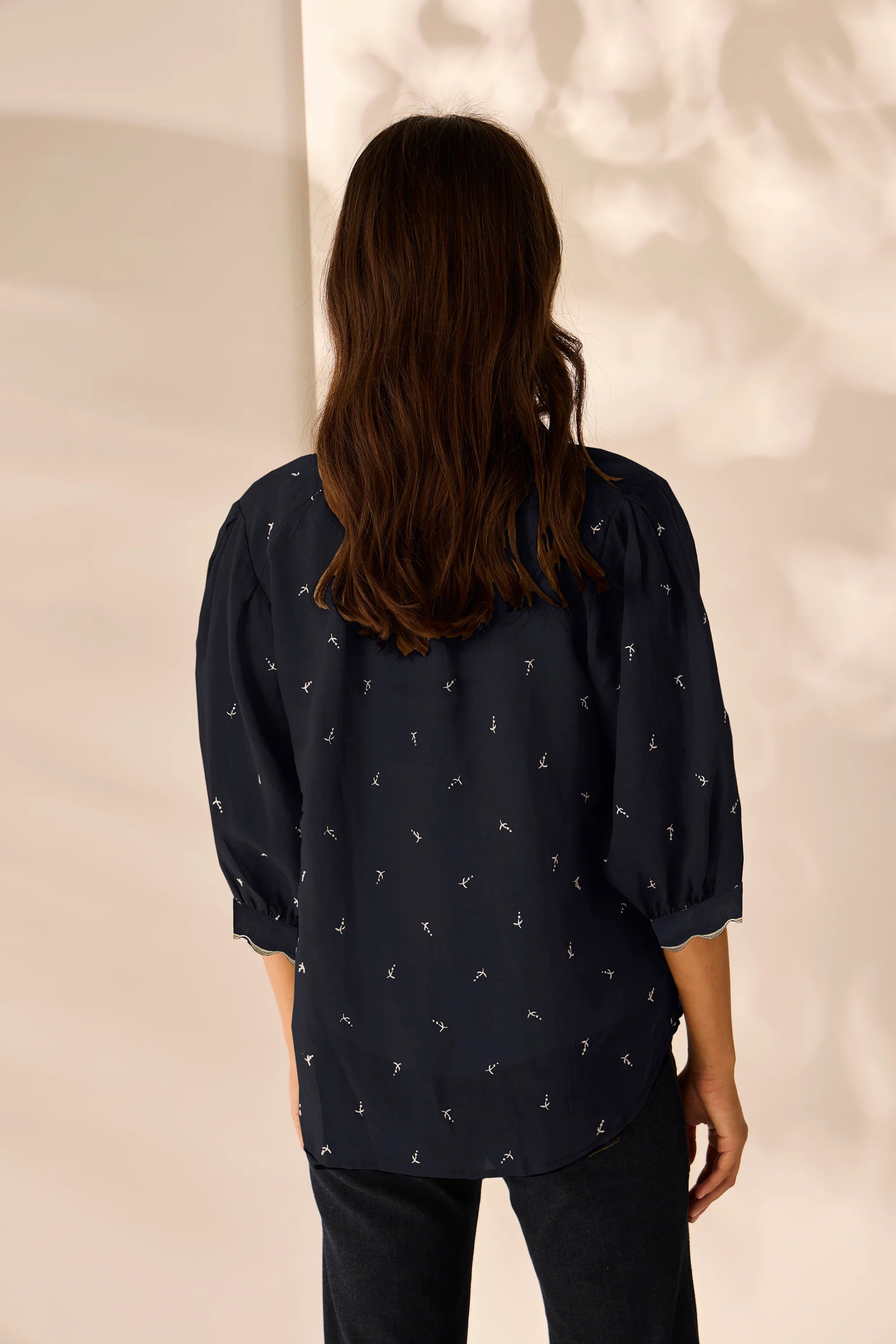 Lania | Melody Shirt with Embroidery | Ink