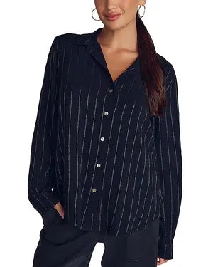 Bella Dahl I Black Shirt with Lurex Stripe