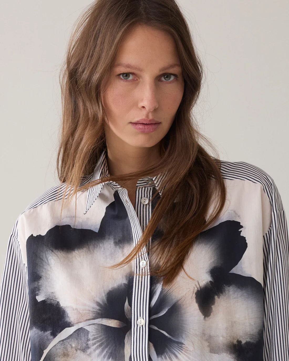 Summum | Big Flower Blouse | Blue/White
