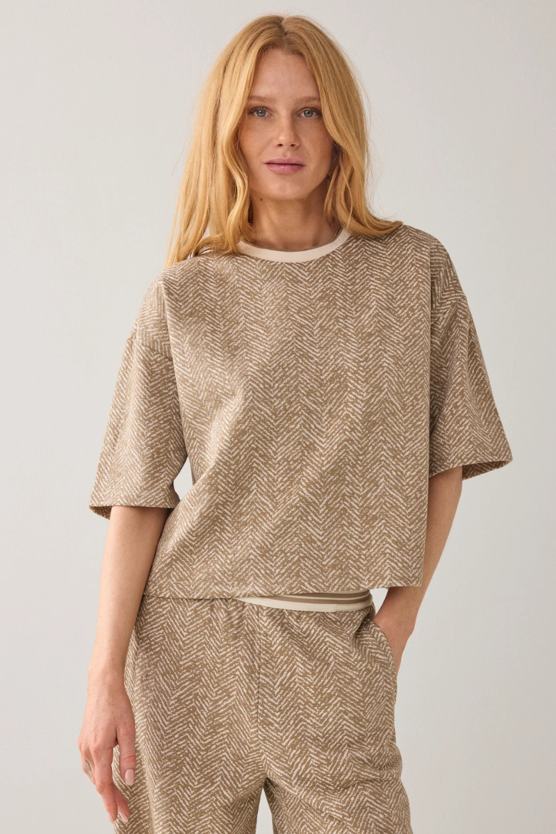 Summum | Jersey Herringbone Top | Khaki