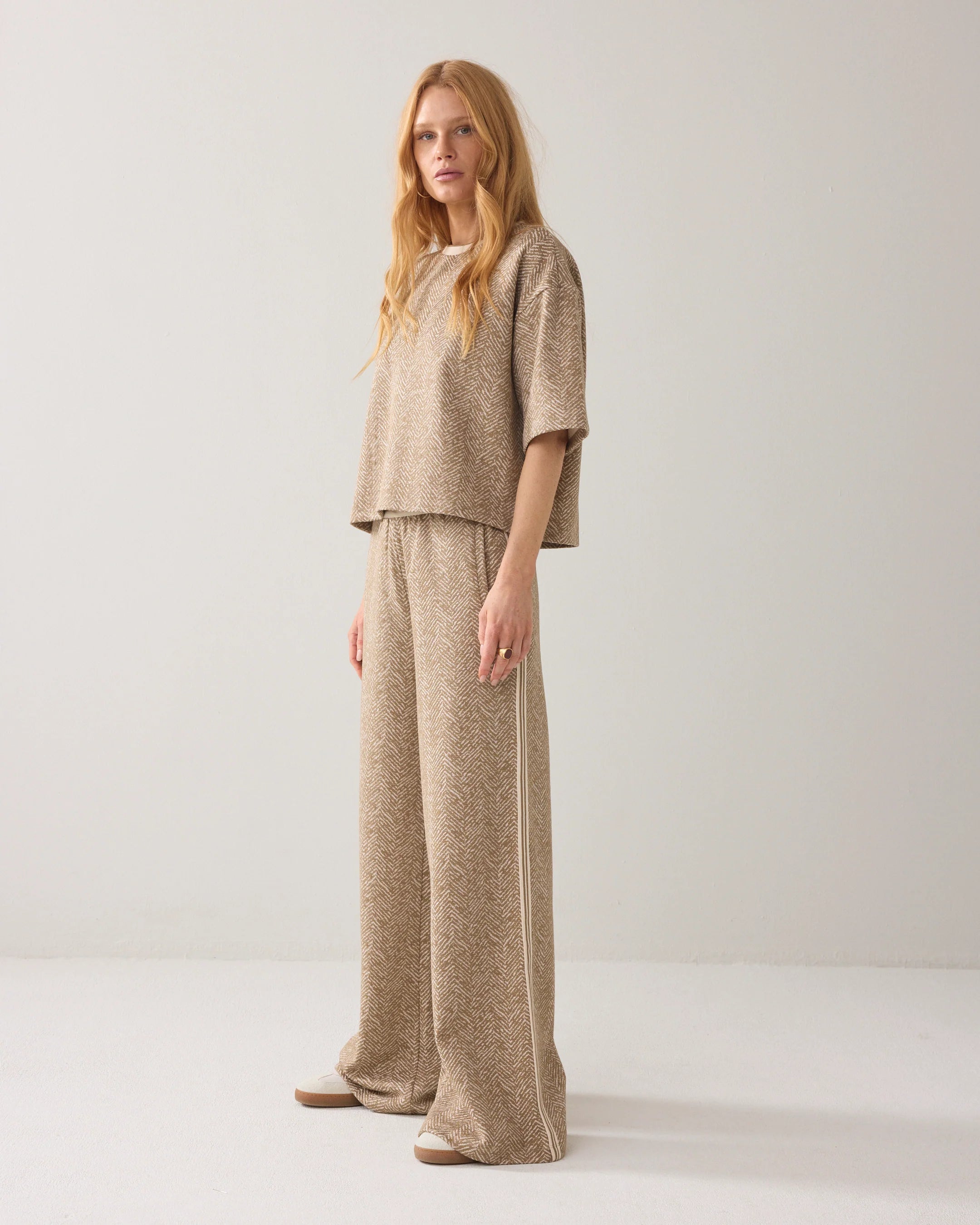 Summum | Jersey Herringbone Top | Khaki