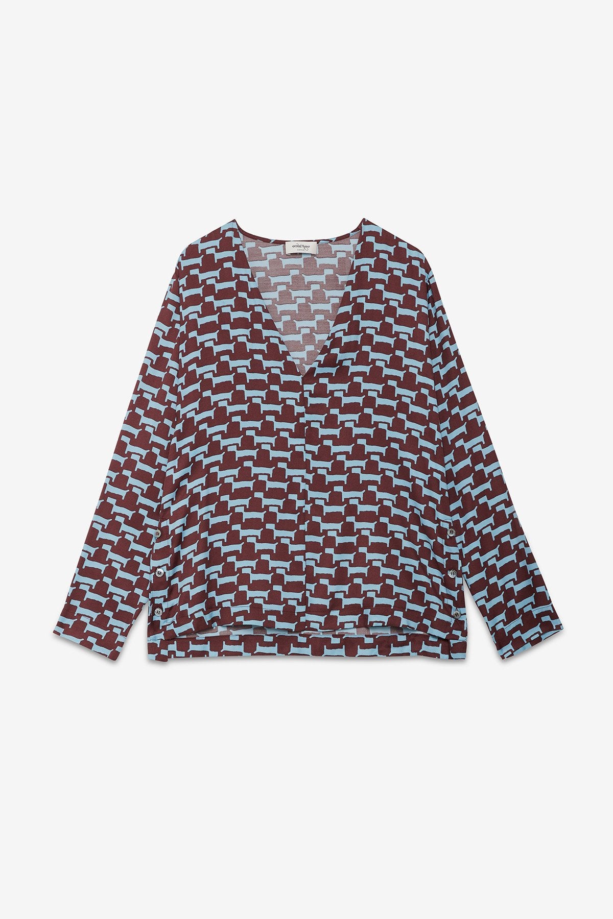 Ottod'Ame | Daschund V Neck Top | Night