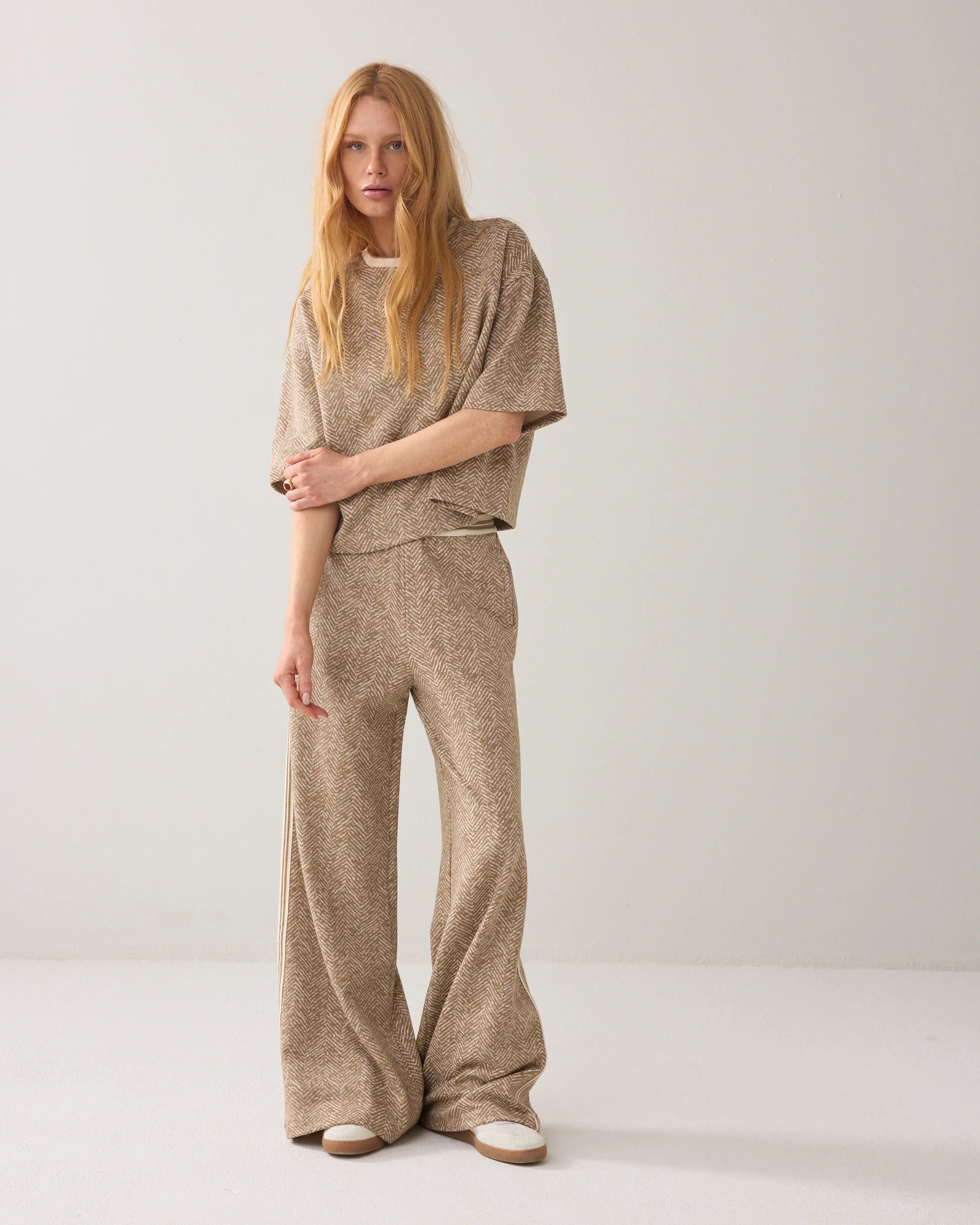 Summum | Jersey Herringbone Elastic Waisted Pants | Khaki