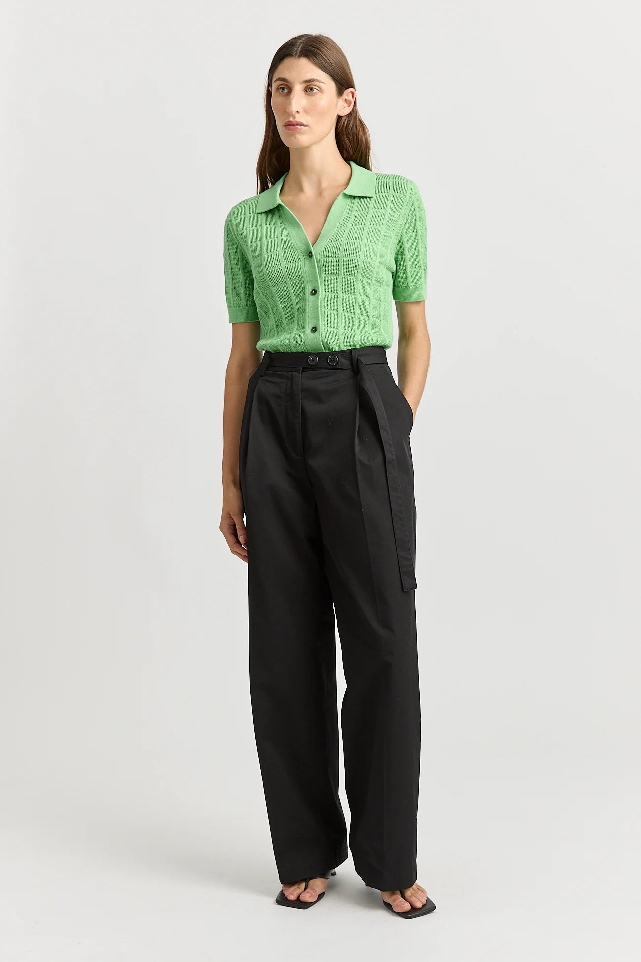 Toorallie I Open Stitch Button Polo I Agave