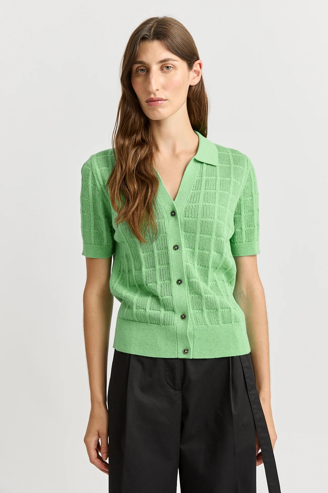 Toorallie I Open Stitch Button Polo I Agave