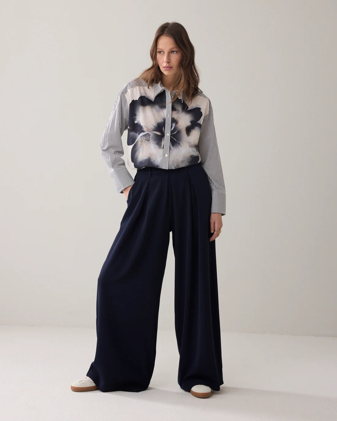 Summum | Big Flower Blouse | Blue/White