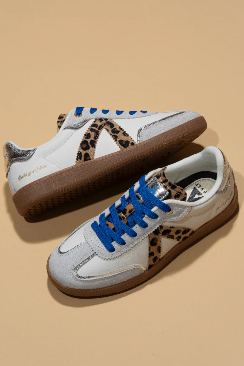 ASFVLT | Elite Classic Sneaker | White/Leopard/Blue
