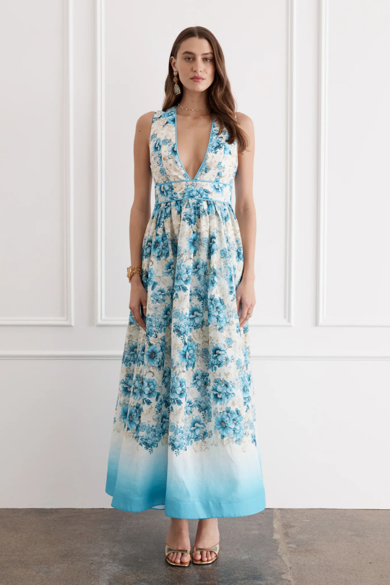 Aqua Blu | Dauphine Melody Maxi Dress | Aqua Floral