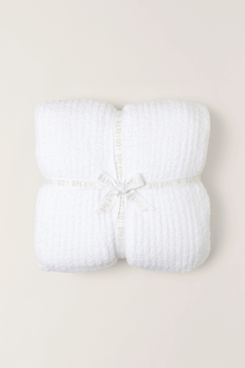 Barefoot Dreams | Cozy Chic Ribbed Bed Blanket (Queen Size) | White