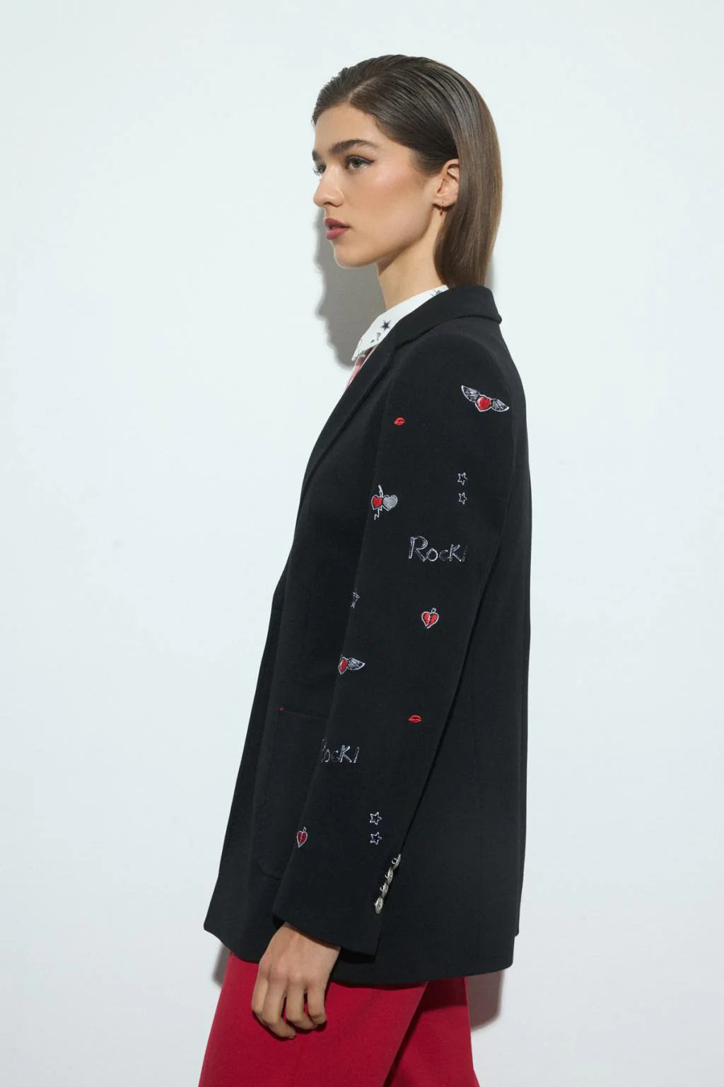 Bariloche | Blazer with Embroidery One Arm | Black