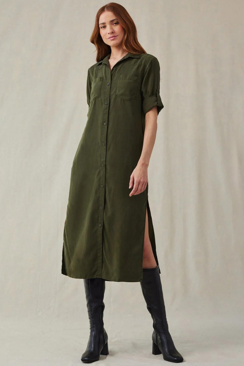 Bella Dahl - Western Yoke Duster Dress - Italian Herb