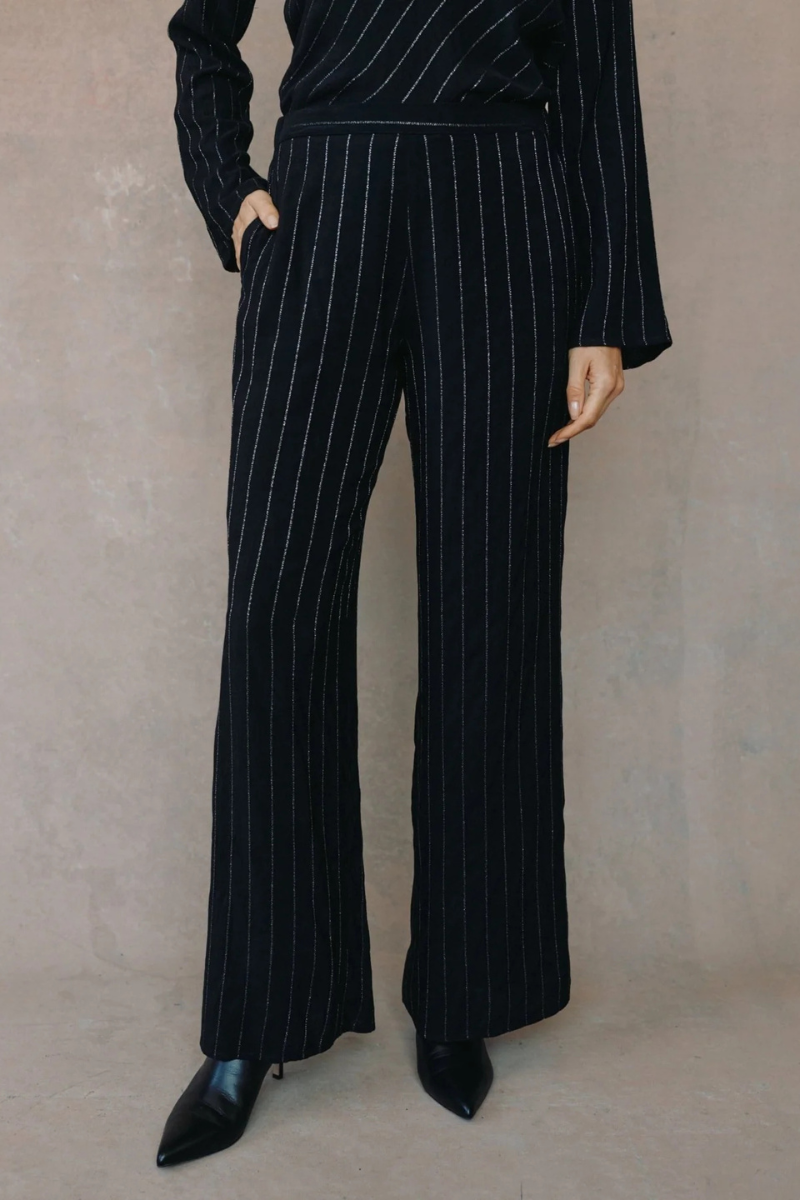 Bella Dahl | Lurex Stripe Wide Leg Pants | Black