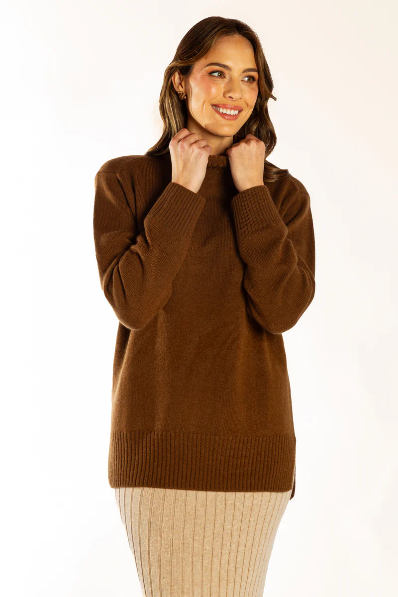 Bow & Arrow | Polo Neck Jumper | Chocolate