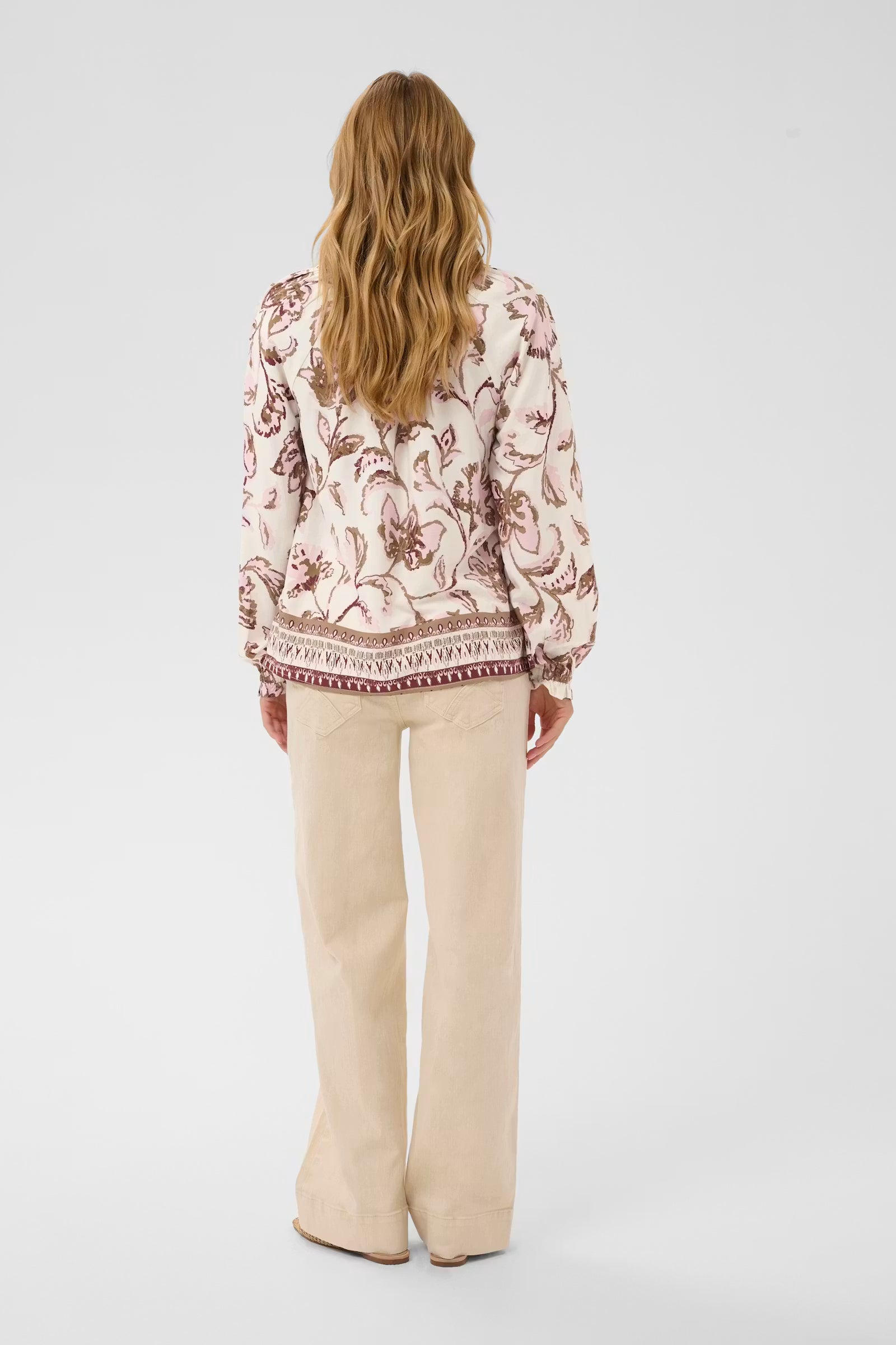 Cream | Crtiah Boho Blouse | Pink Flower