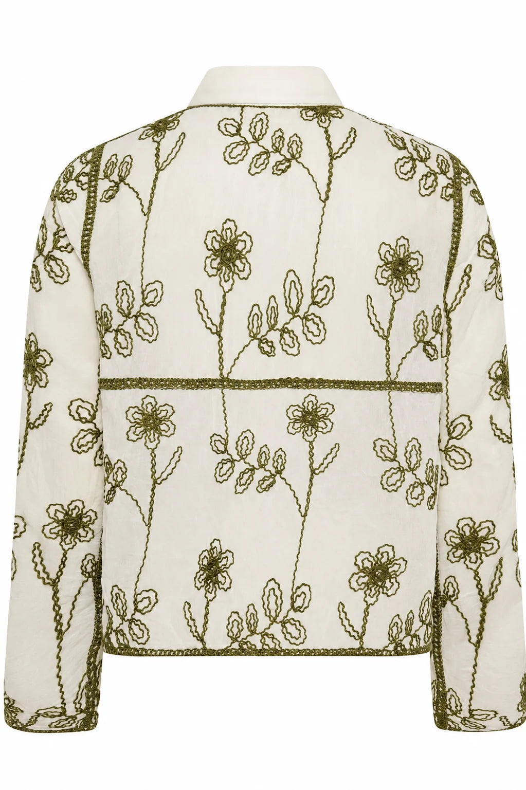 Cream | Leila Blouse | White/Olive Embroidery