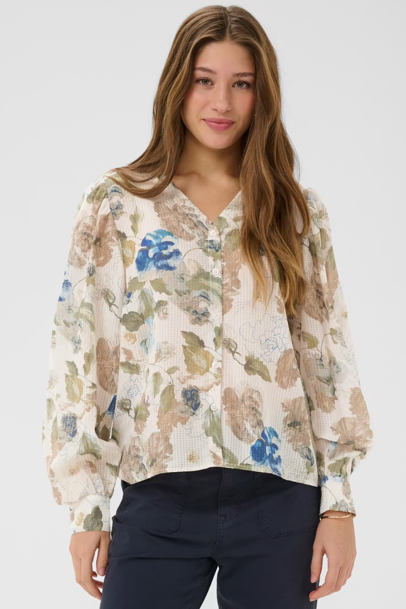 Cream | Lucia Blouse | Hailey Print with Blue