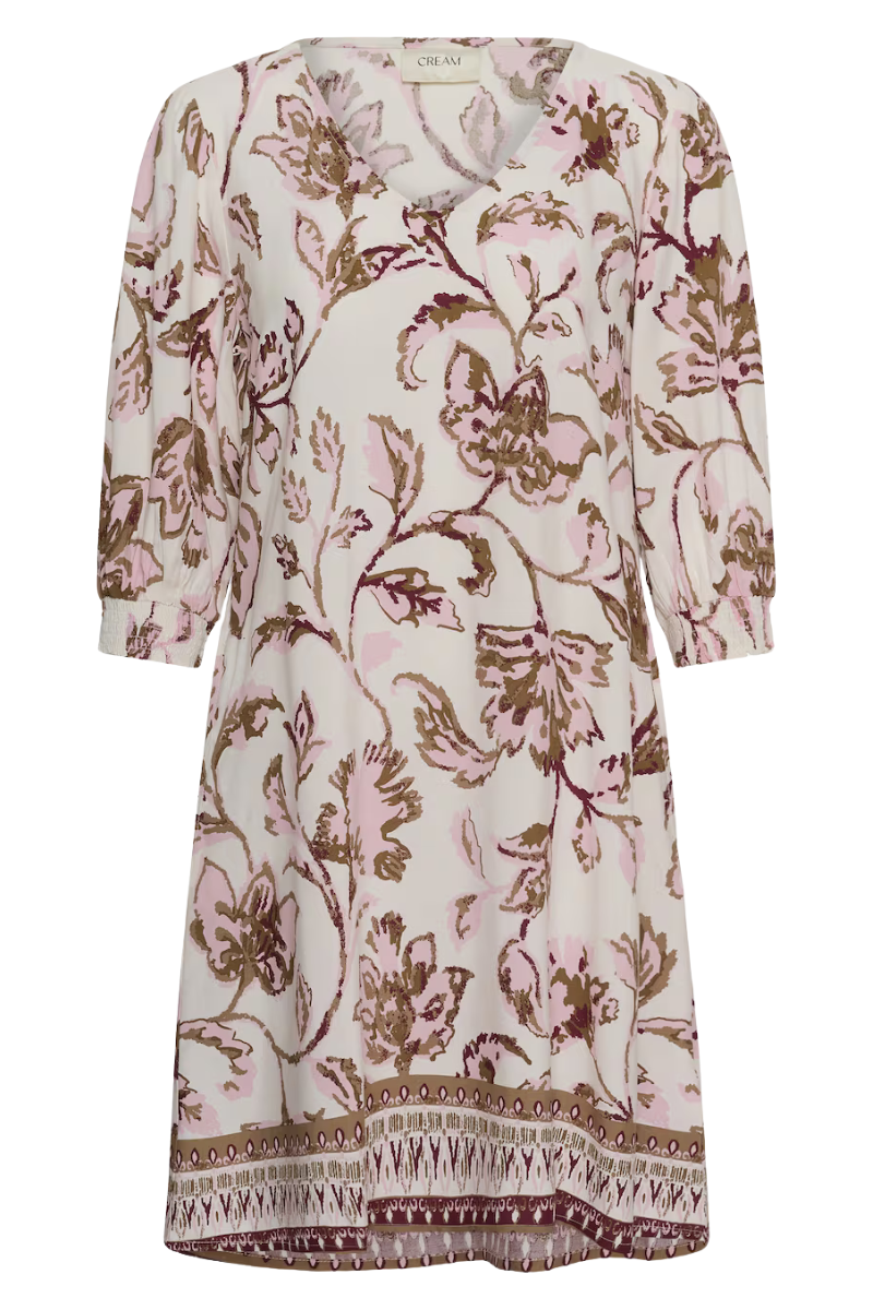 Cream | Tiah Dress | Pink Flower