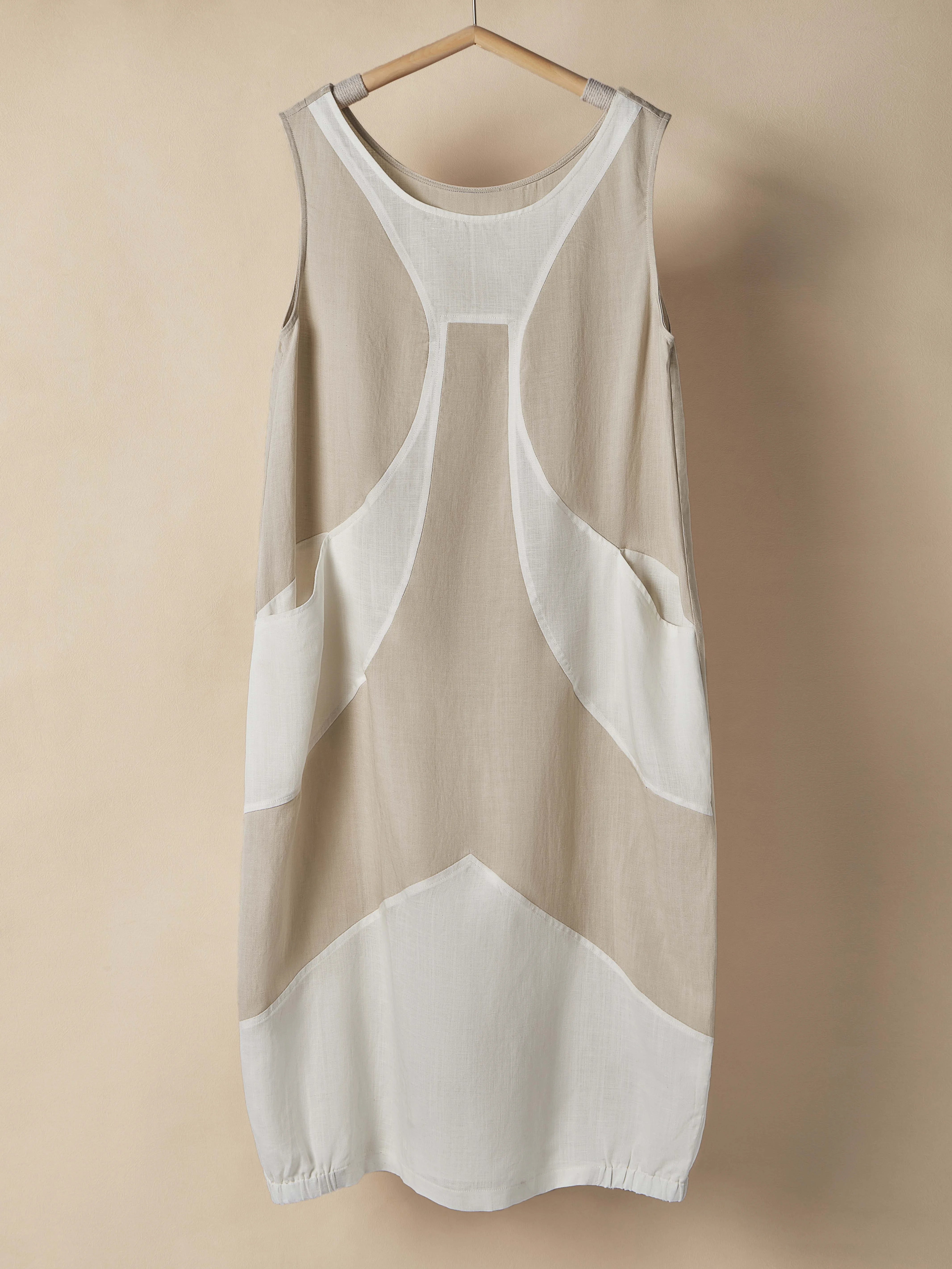 DS Athens | Sleeveless Dress | Natural and Cream