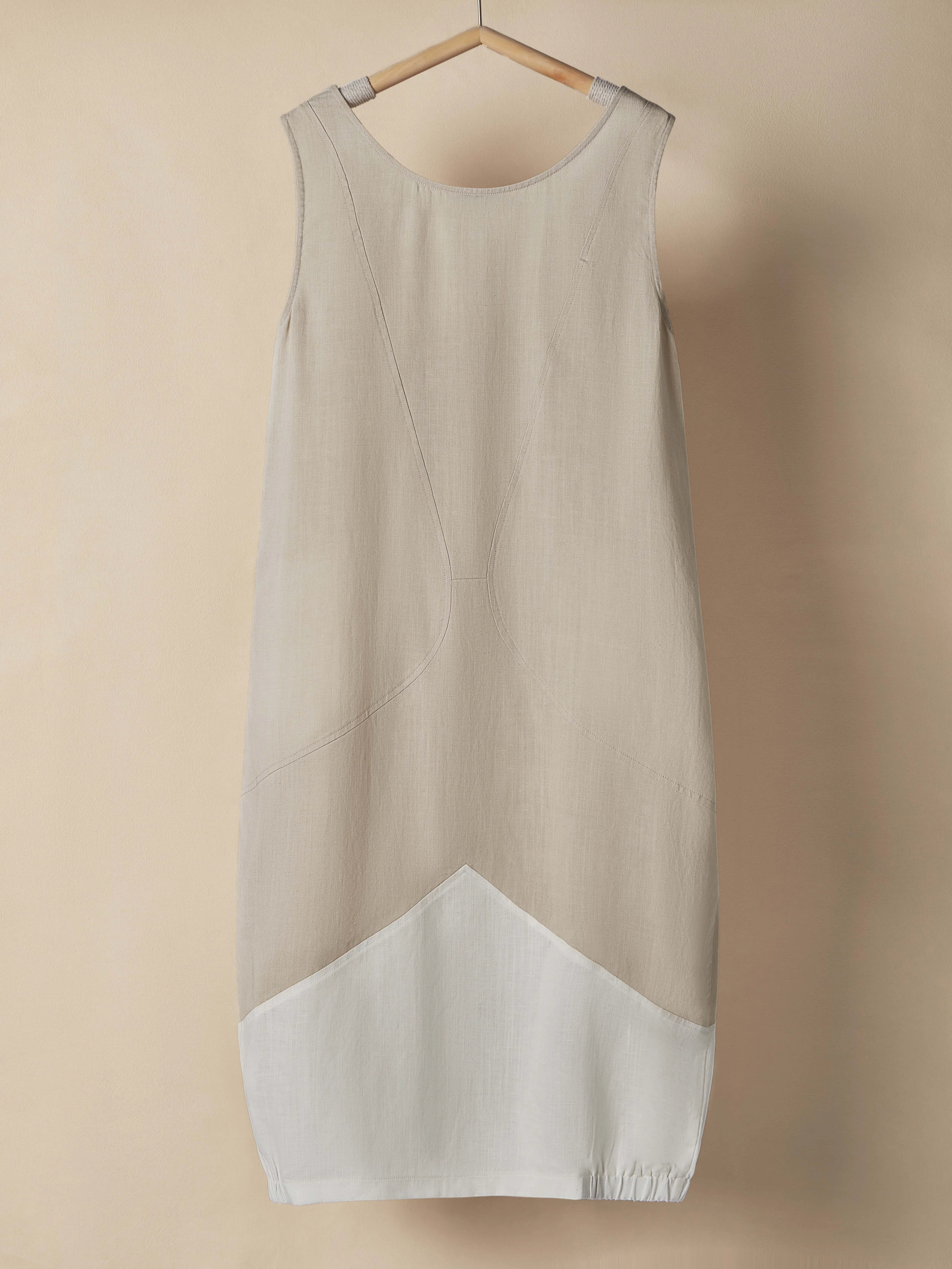 DS Athens | Sleeveless Dress | Natural and Cream