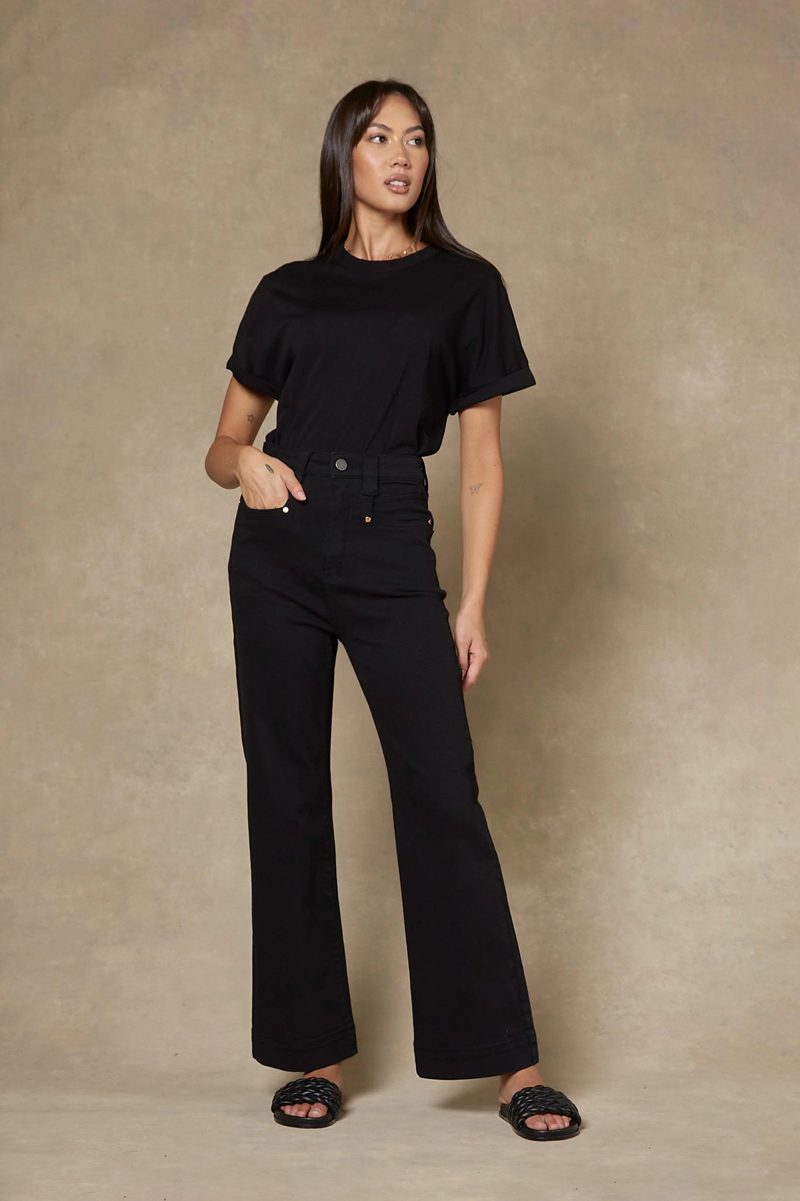 Dricoper | Maarte Wide Leg Jeans | Black
