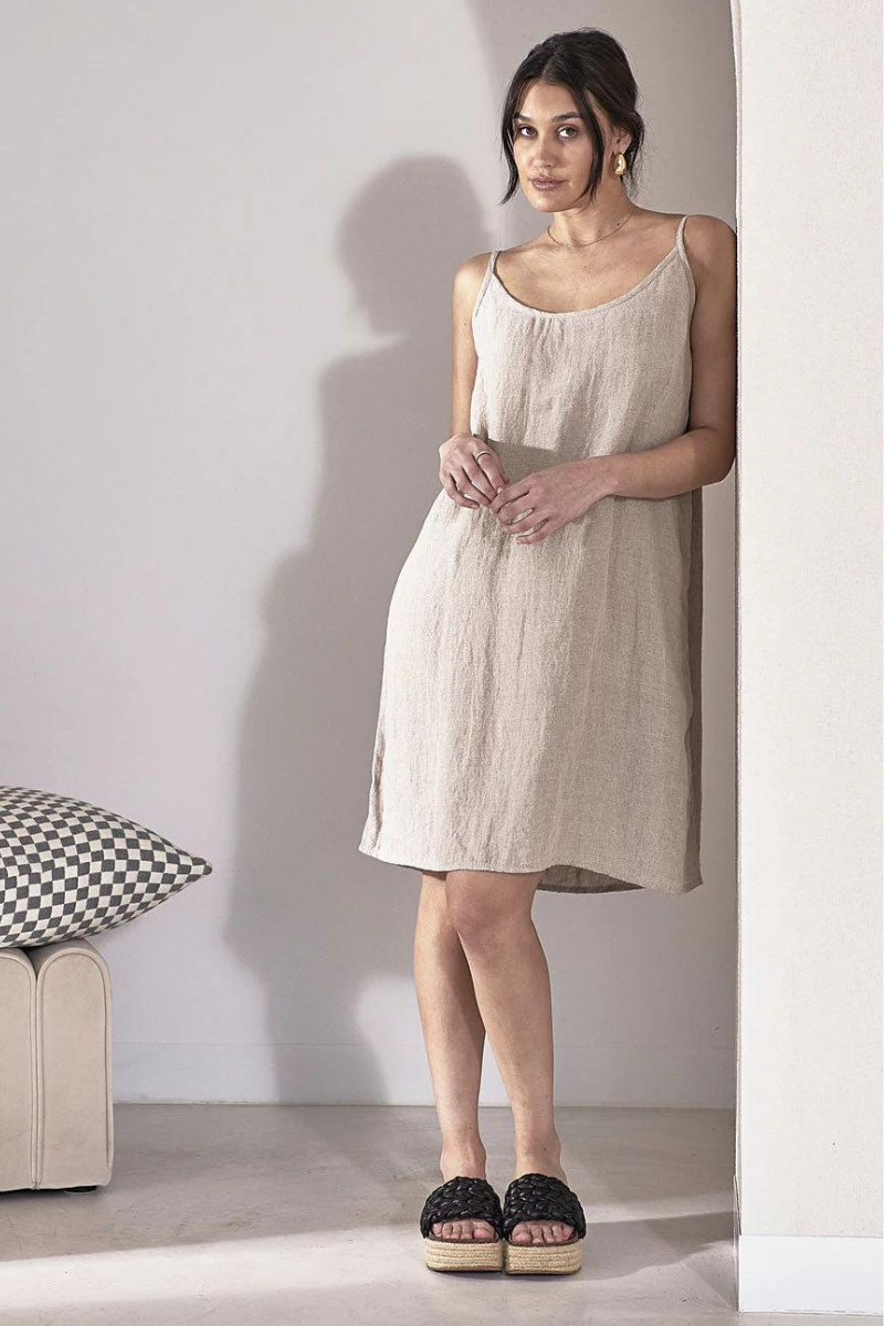 Eadie Lifestyle - Fundamental Linen Slip Dress - Natural