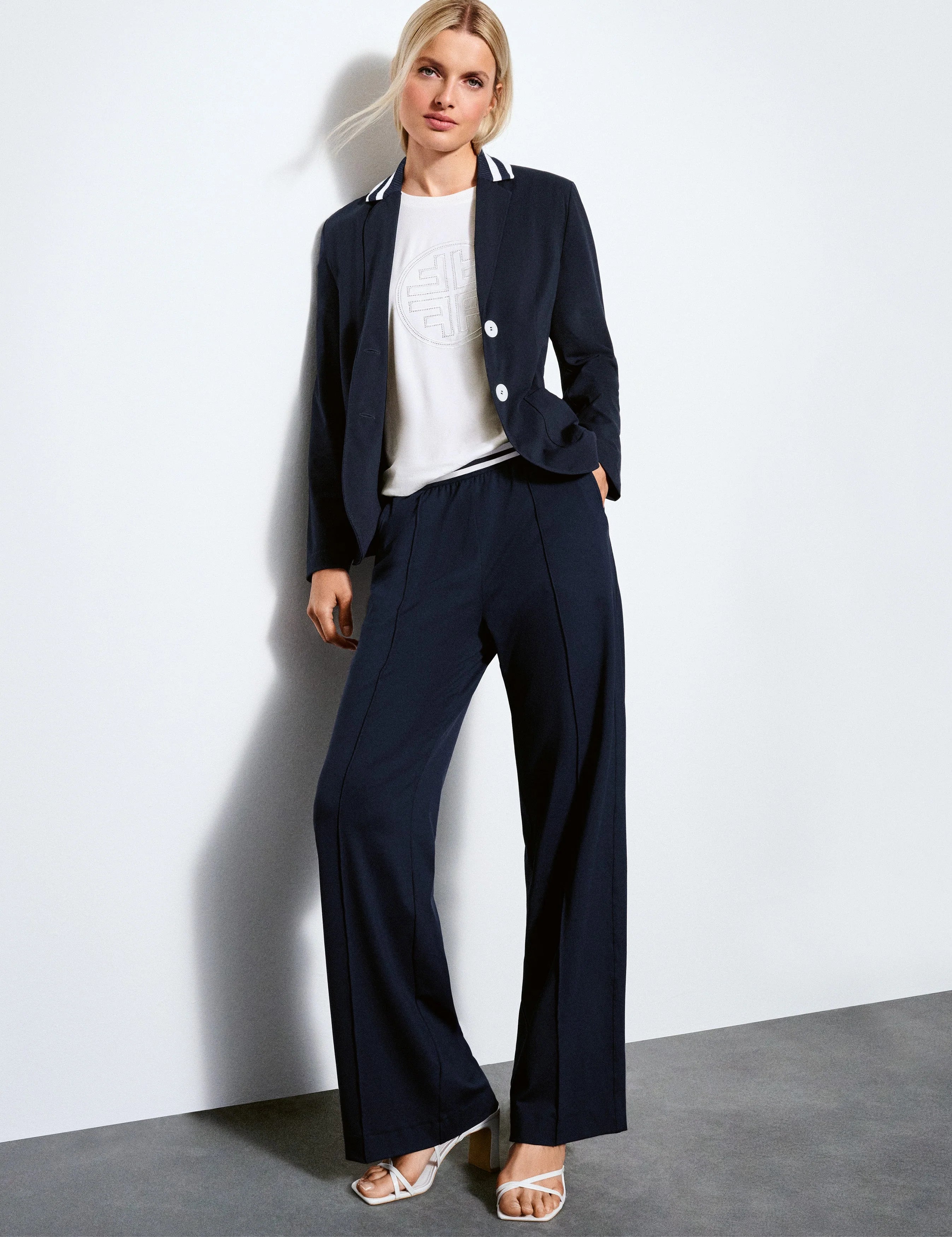 Faber | Trousers With Ribbed Waist | Navy