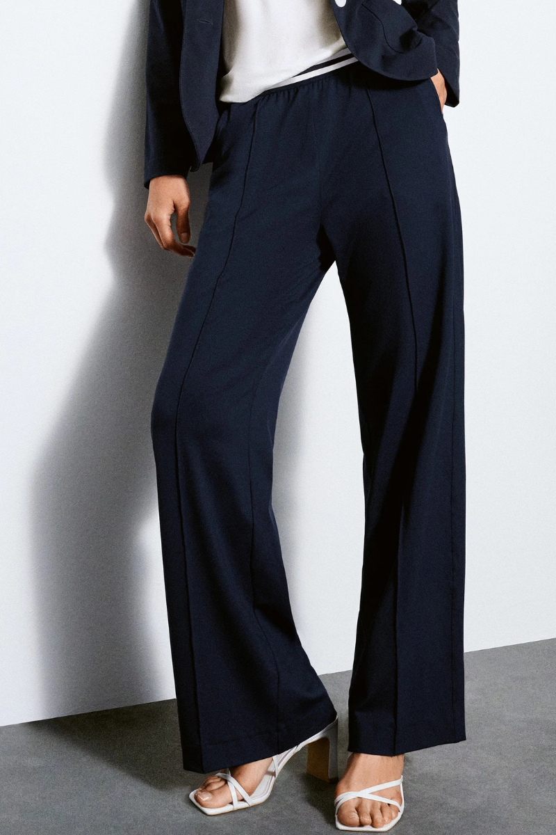 Faber | Trousers With Ribbed Waist | Navy
