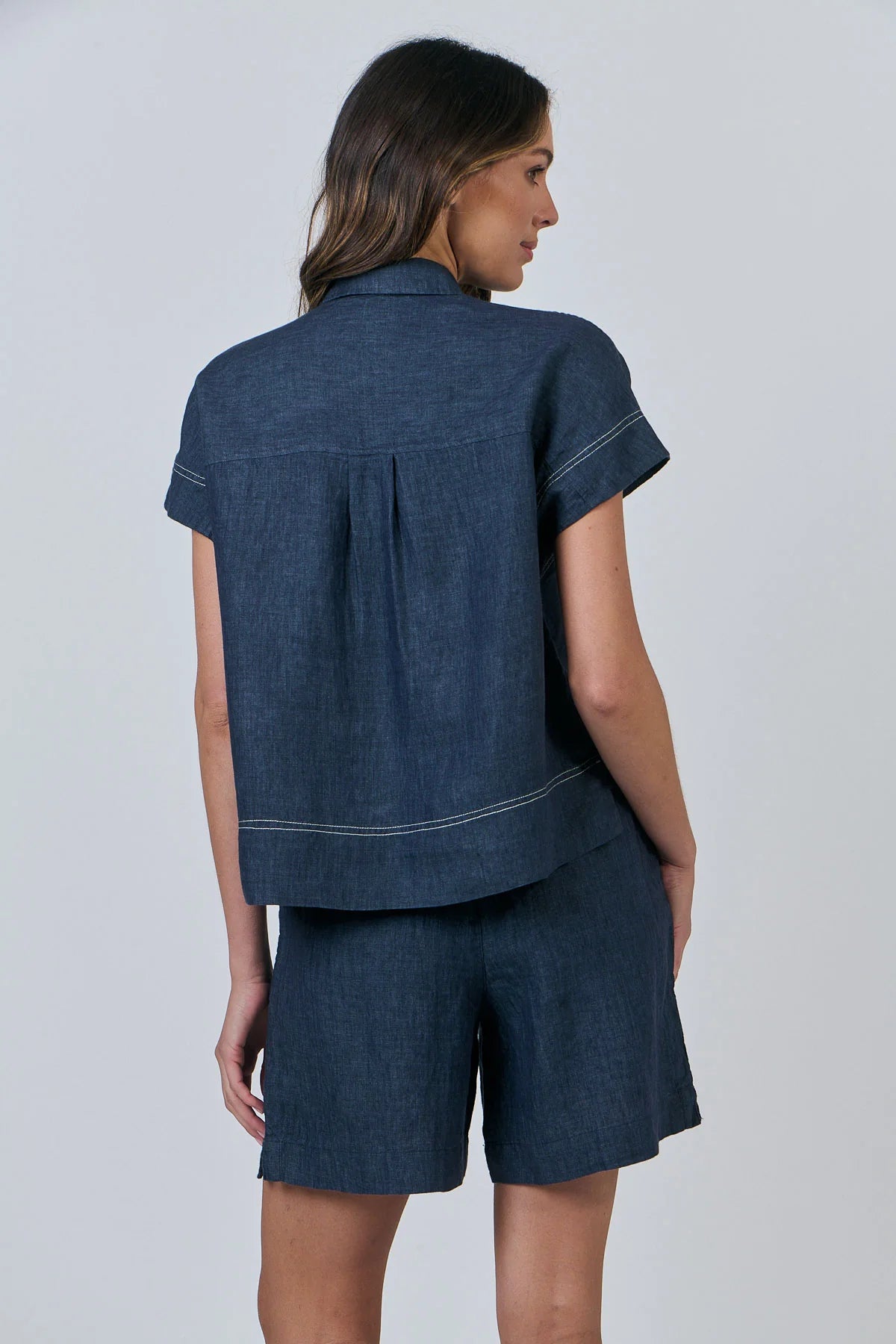 Naturals | Poseidon Top with Collar and White Stitching