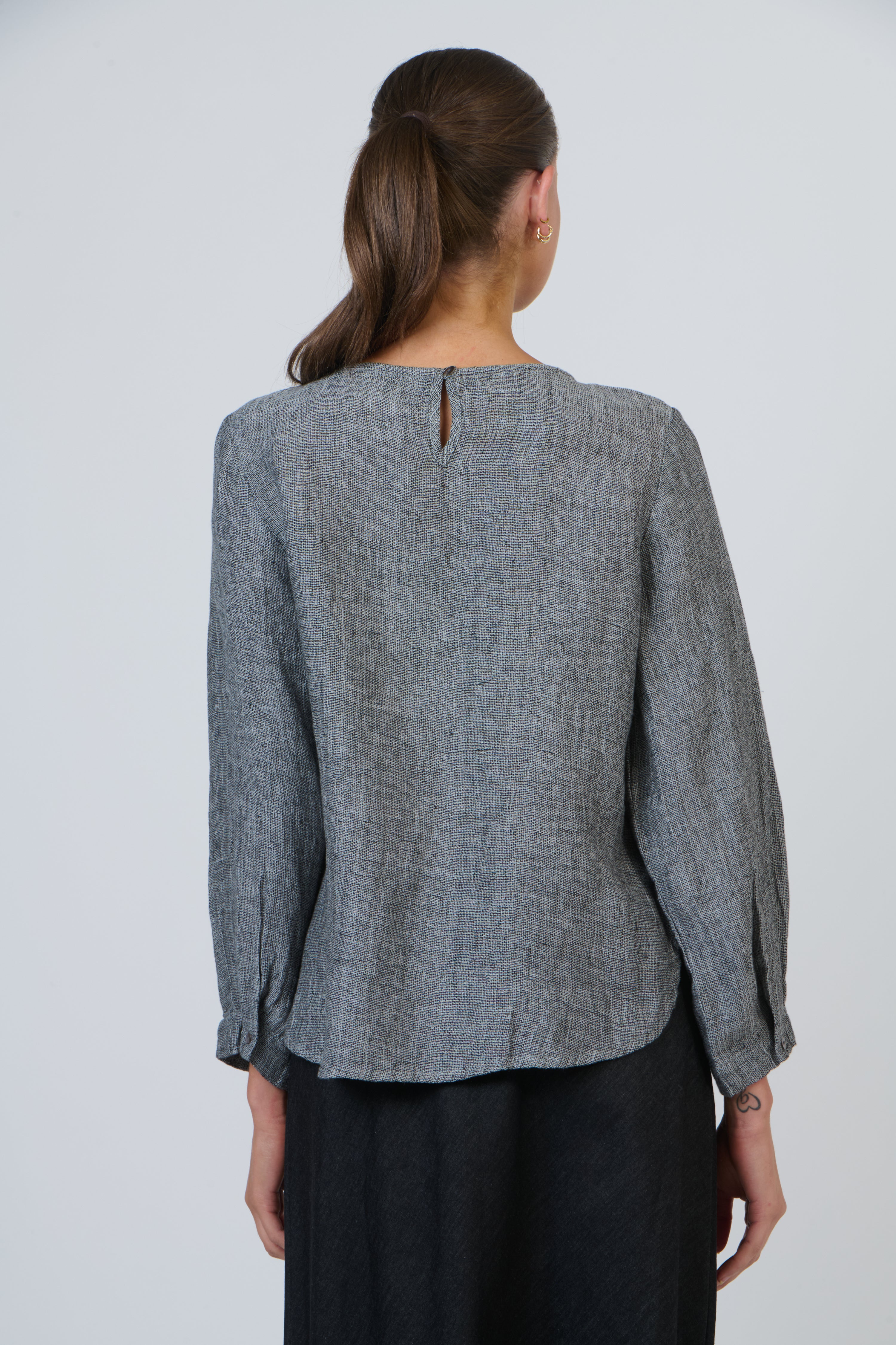 Naturals | Round Neck Top with Side Splits | Cinder