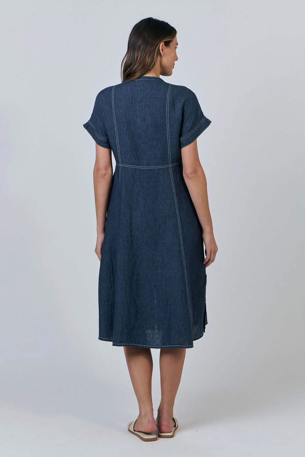 Naturals | Dress with White Stitching | Poseidon