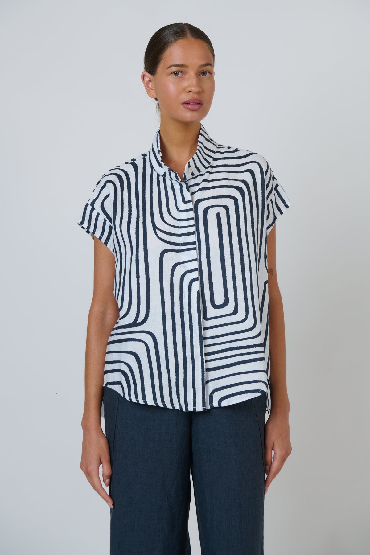 Naturals | Linen Button Through Top | Maze