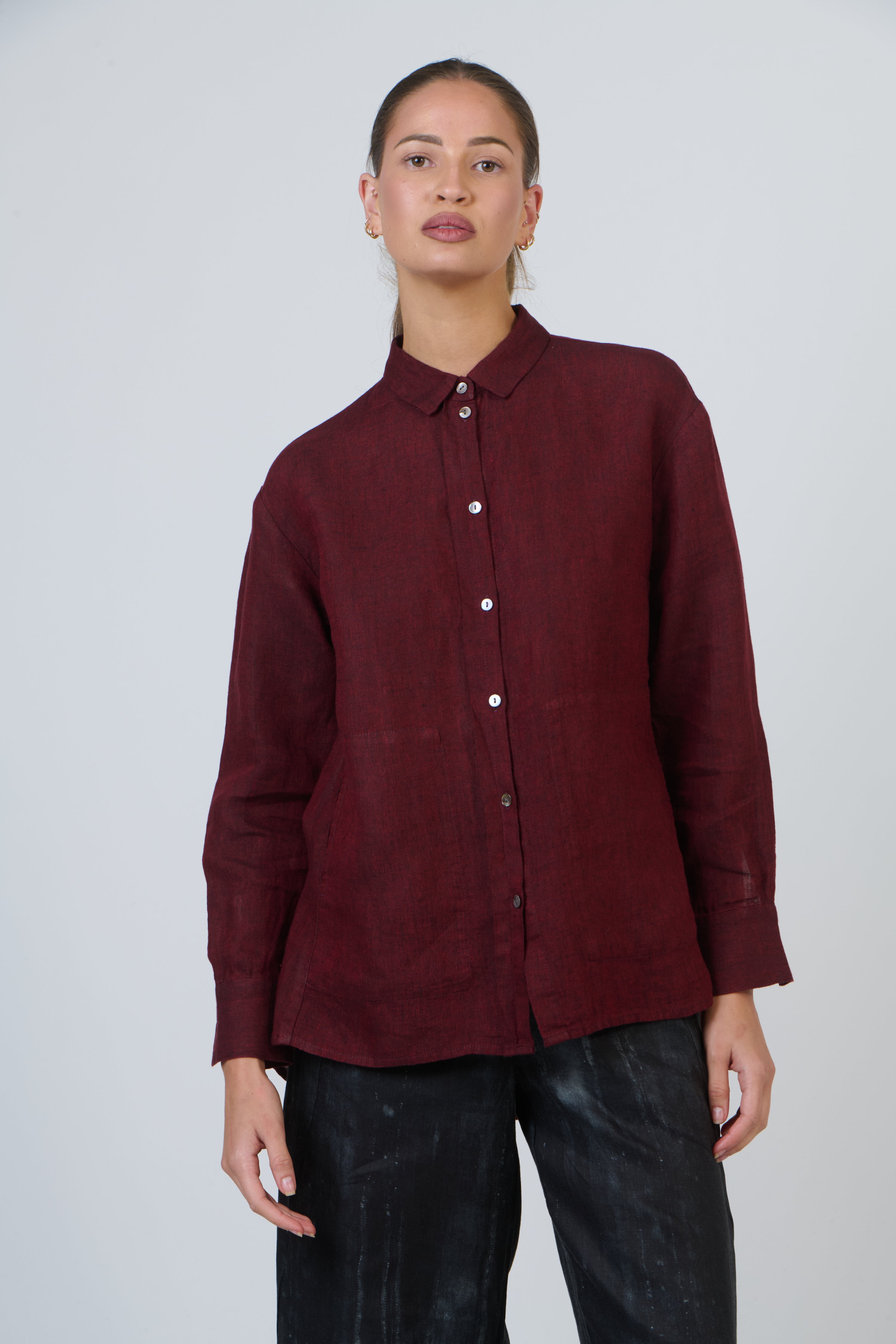 Naturals | Relaxed Button Down Collared Shirt | Redwood