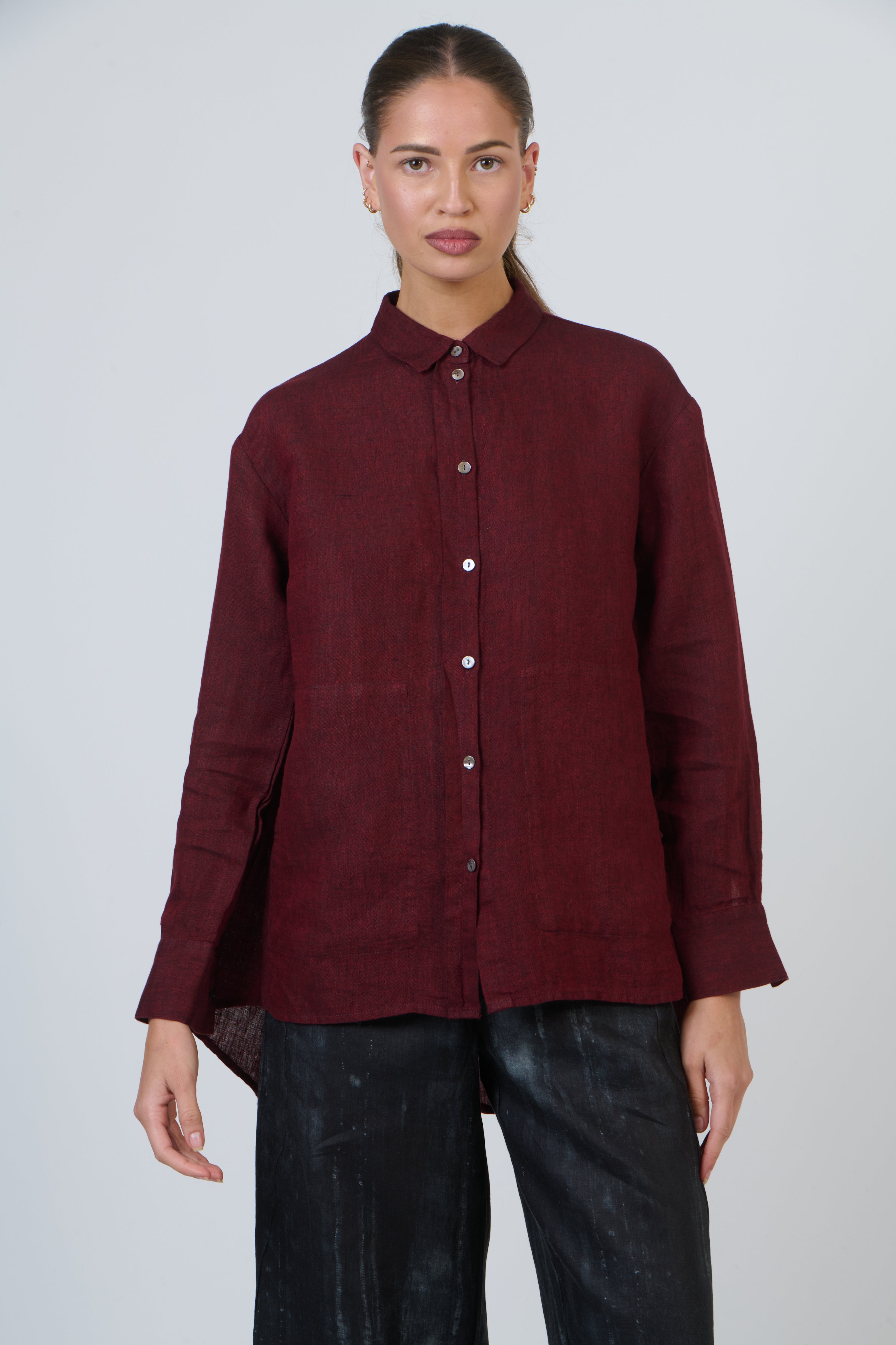 Naturals | Relaxed Button Down Collared Shirt | Redwood