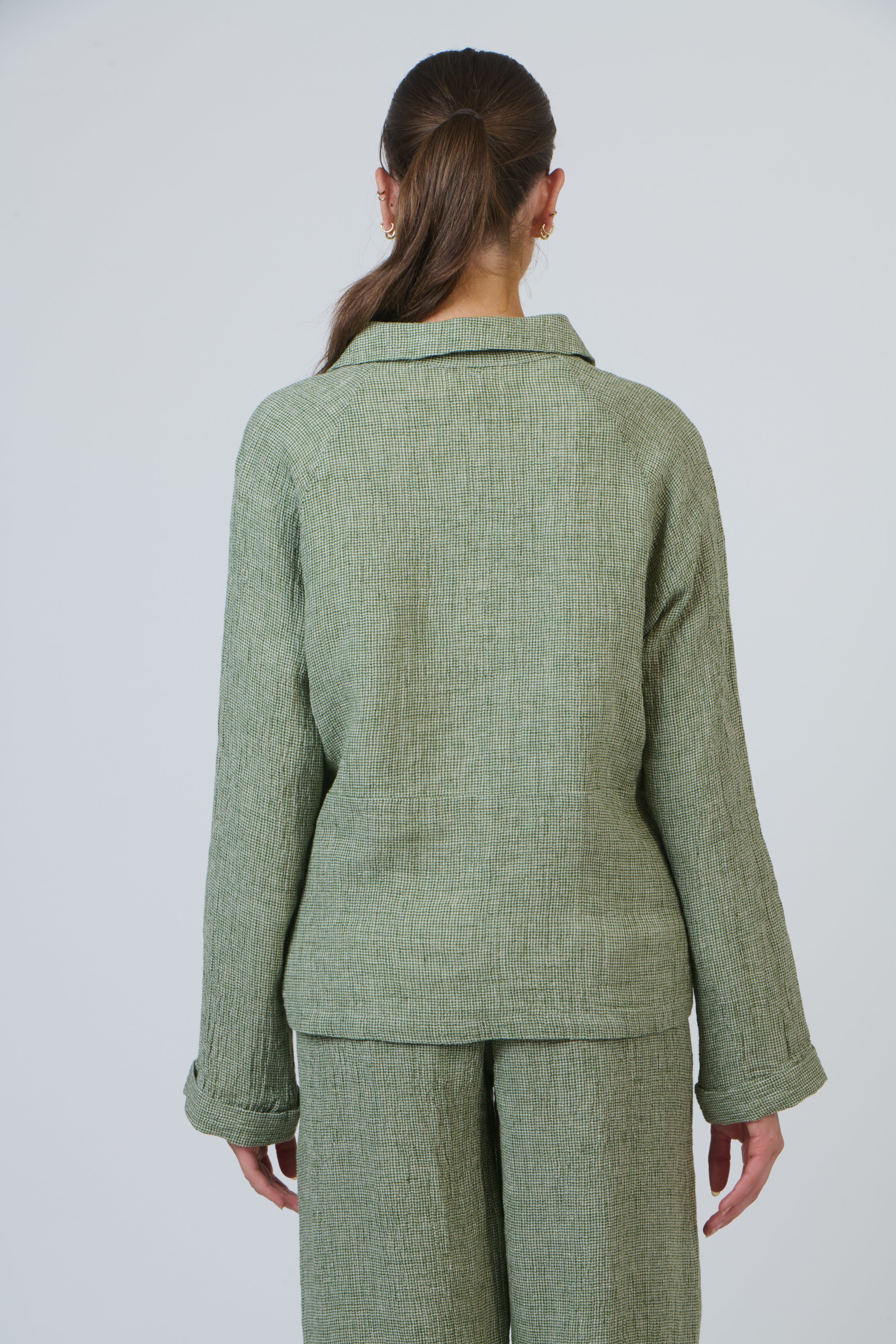 Naturals | Button Through Jacket with Collar | Oregano