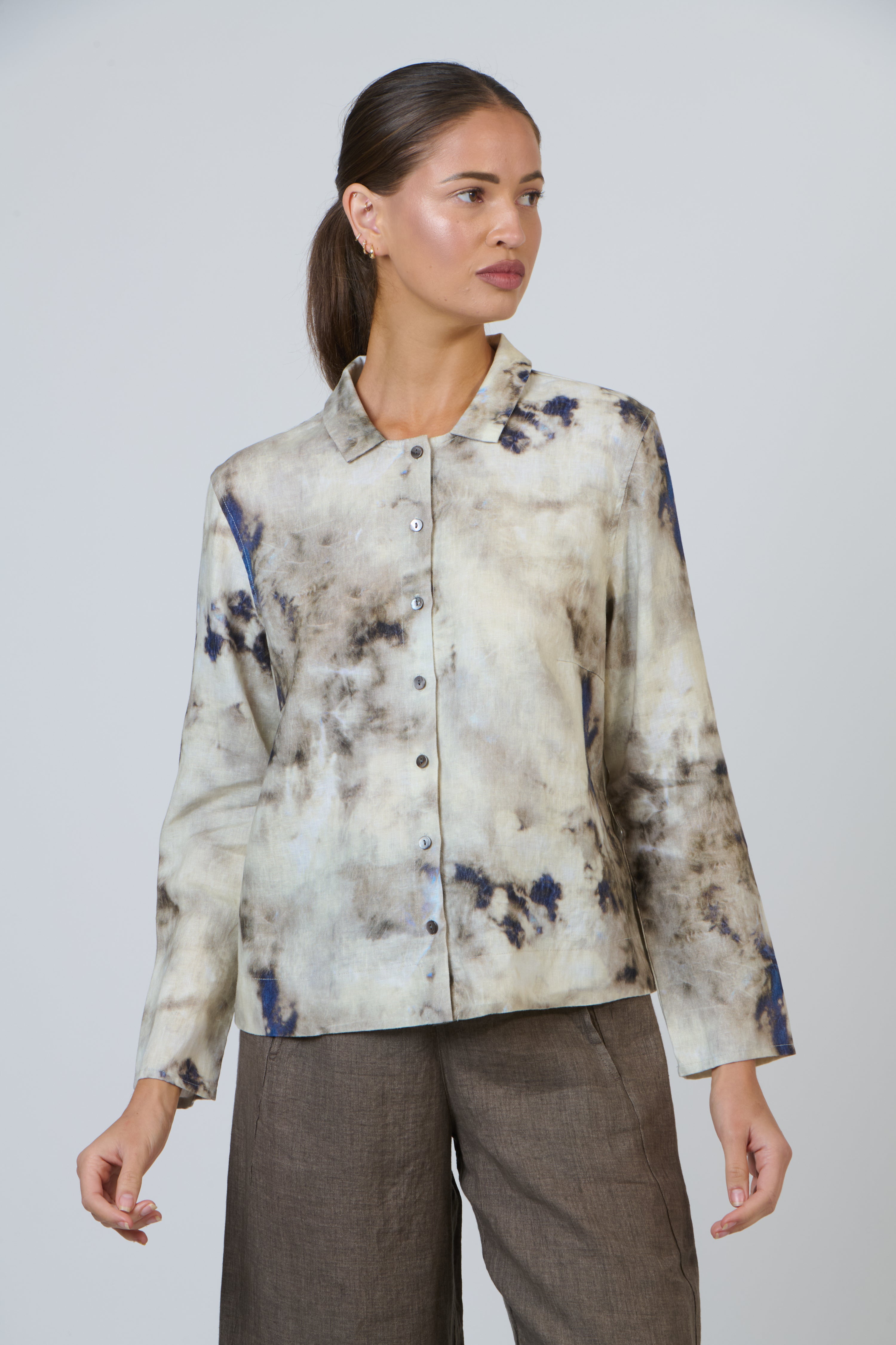 Naturals | Collared Button Through Shirt | Emperador