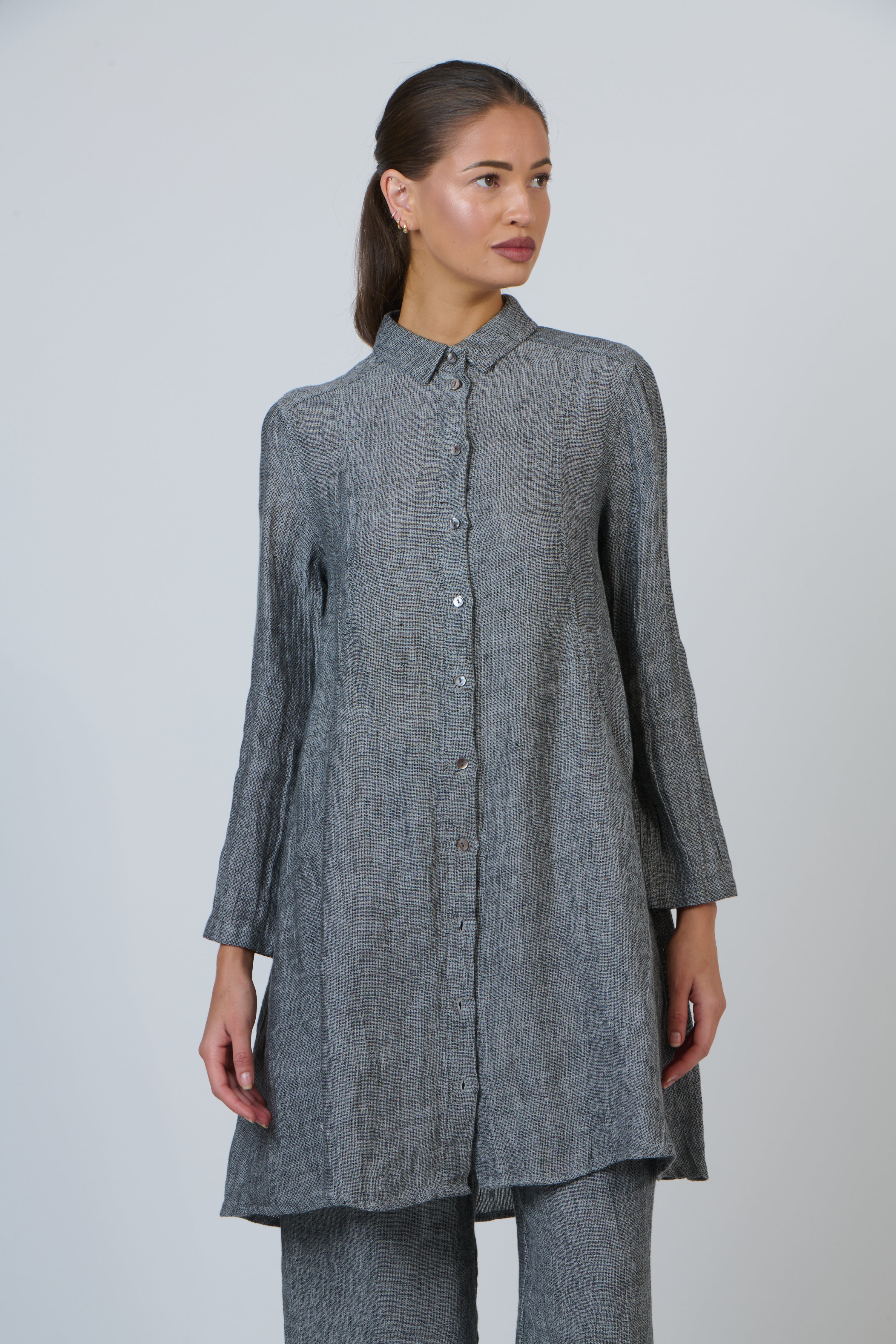 Naturals | Collared Long Length Jacket | Cinder