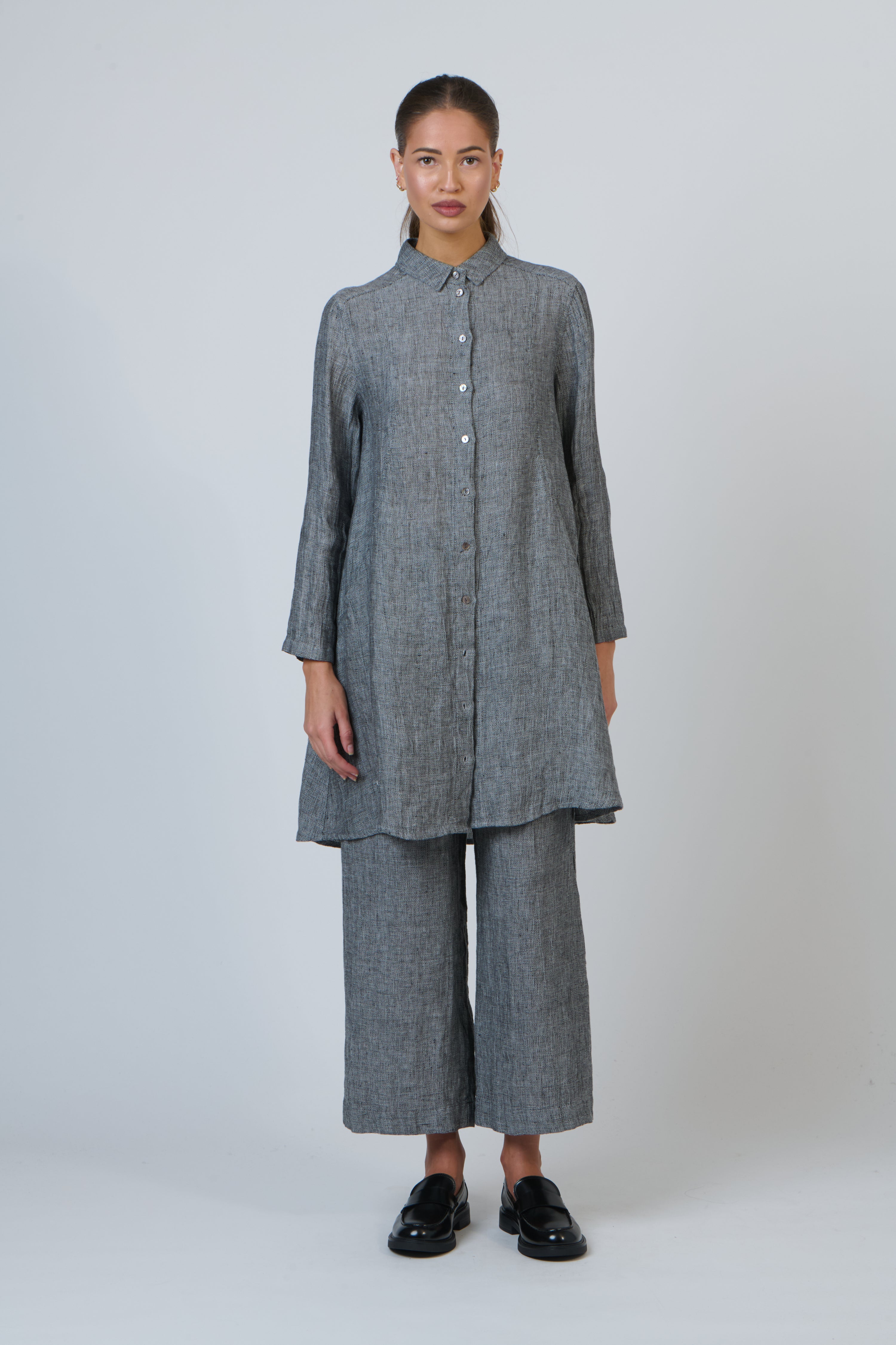 Naturals | Collared Long Length Jacket | Cinder