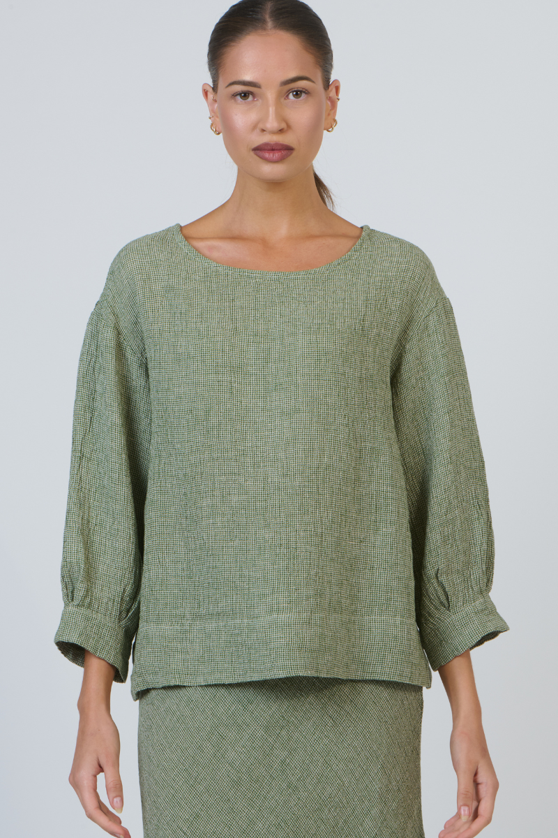 Naturals | Round Neck 3/4 Sleeve Top | Oregano