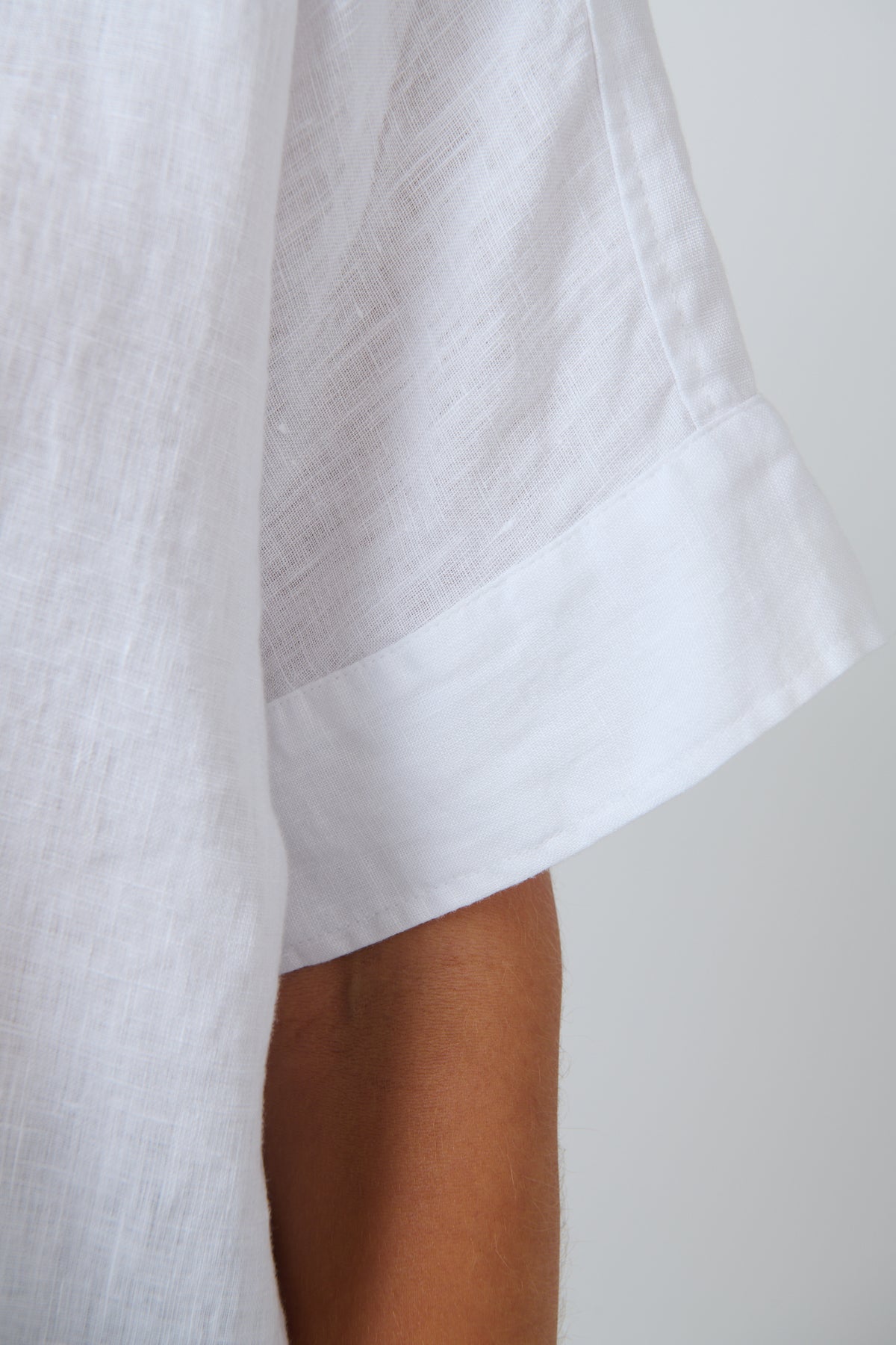 Naturals | Linen Button Through Top with Collar | White