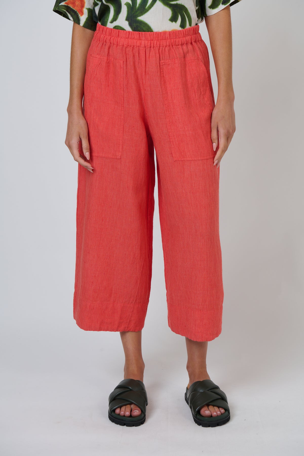 Naturals | Linen Cropped Wide Leg Pants | Sunset Strip