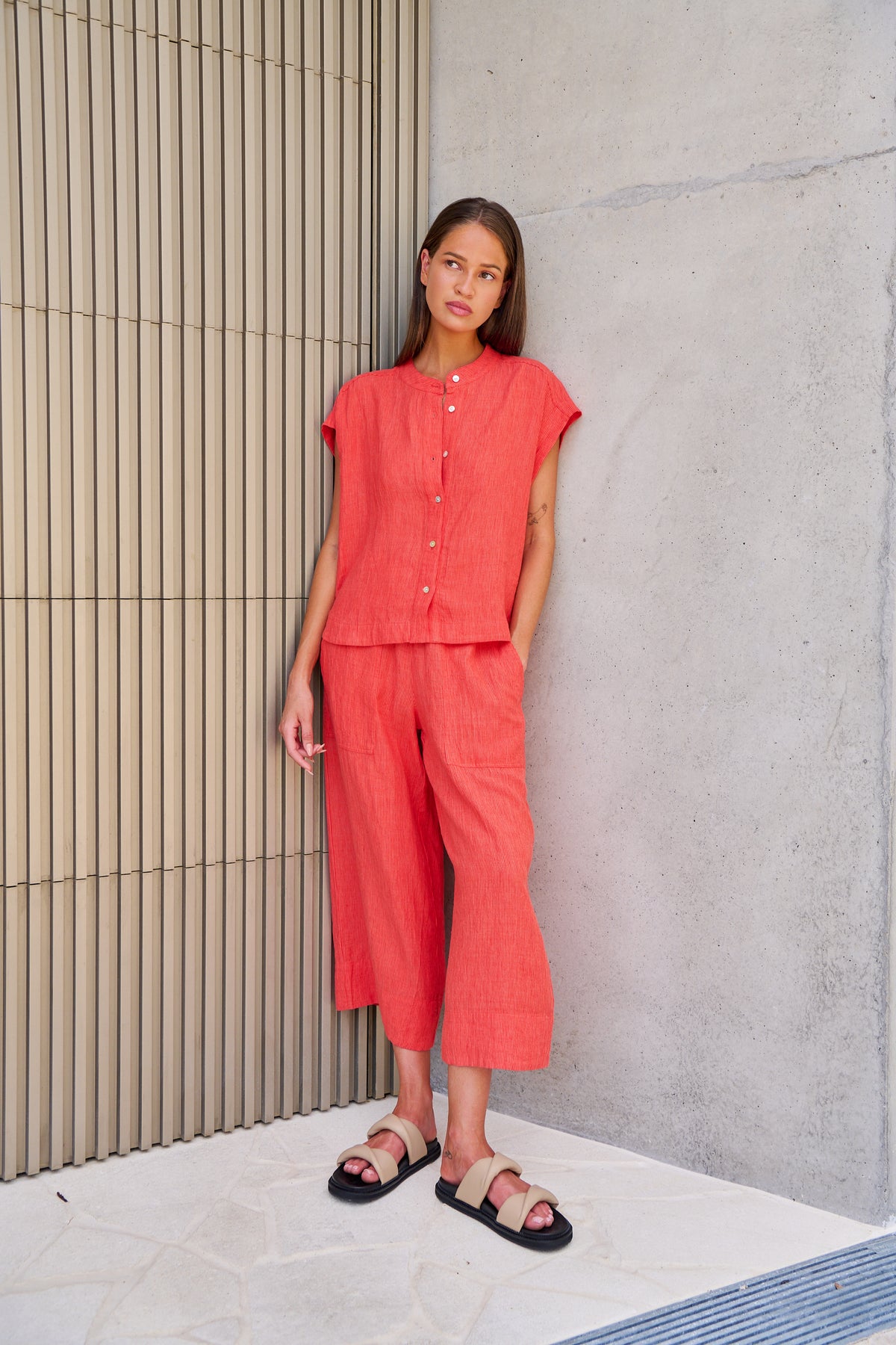 Naturals | Linen Cropped Wide Leg Pants | Sunset Strip