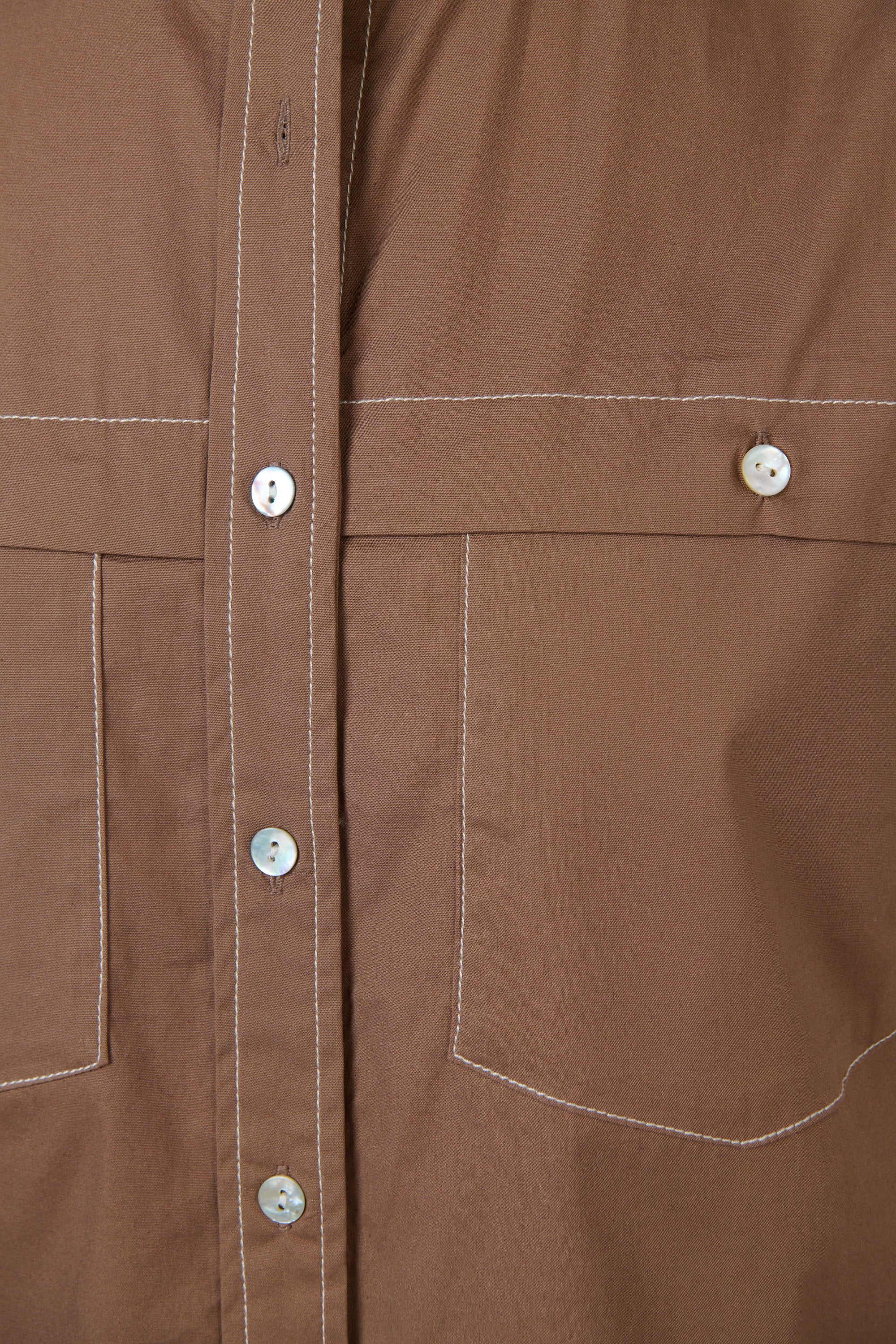 Naturals | Poplin Top with Contrast Stitching | Cookie