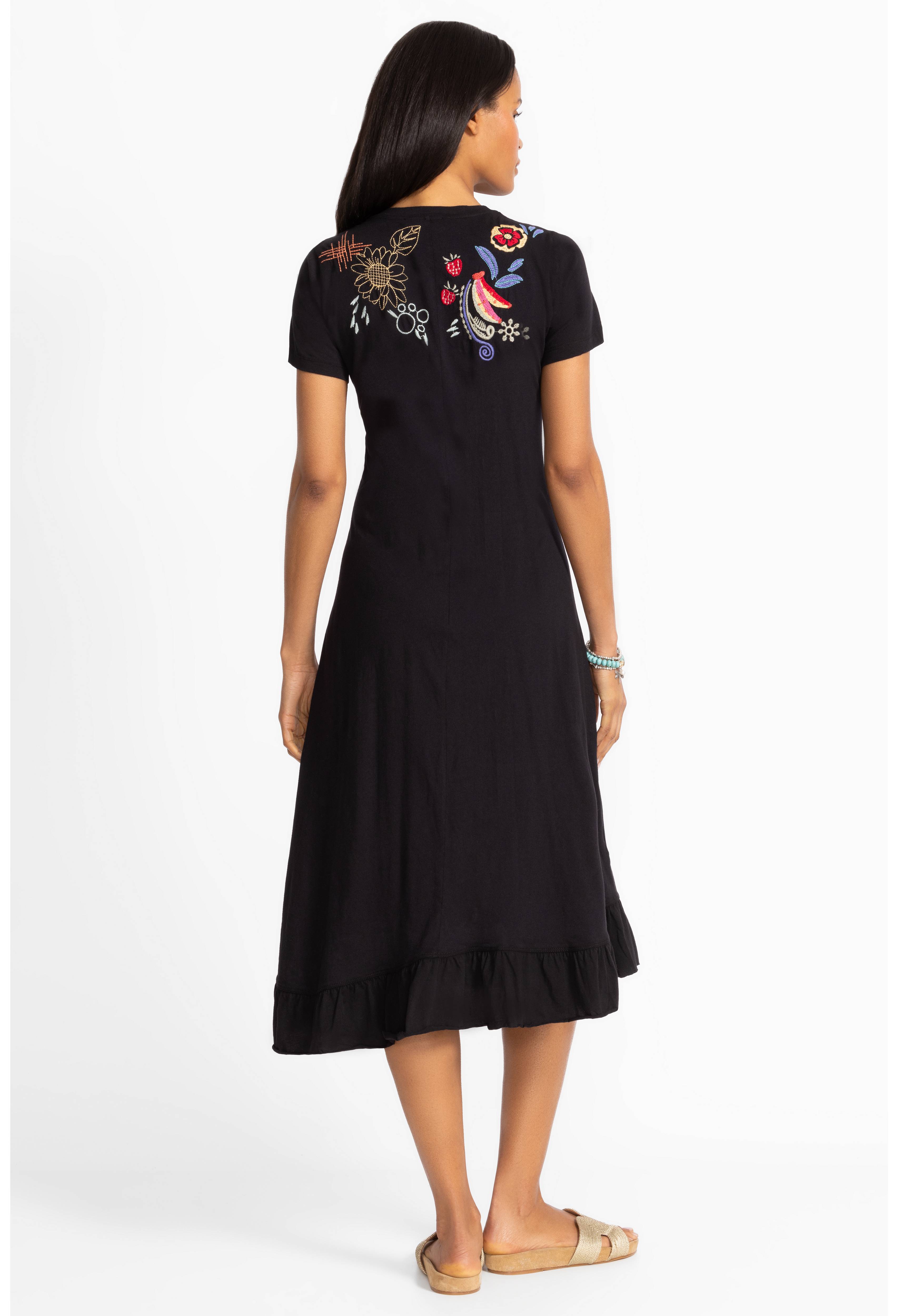 Johnny Was | Asymmetrical Ruffle Flounce Embroidered Dress | Cora