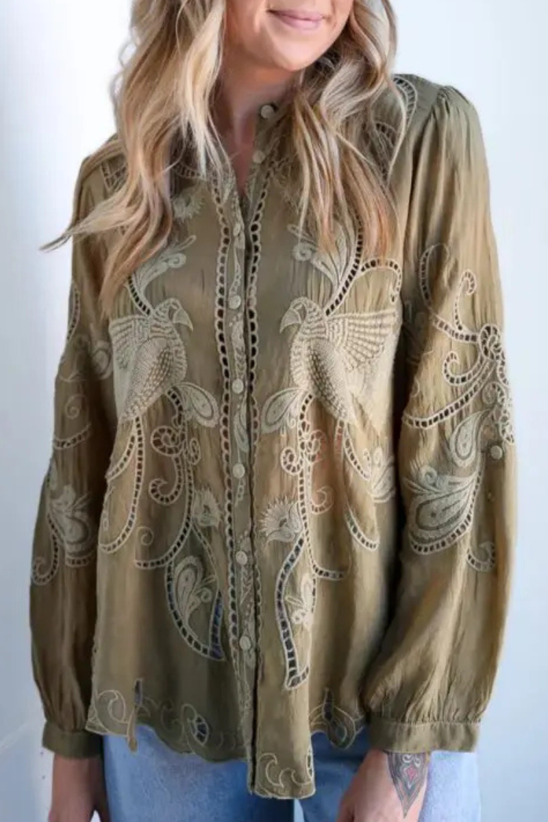 Johnny Was | Chryssie Camp Roseann Shirt | Olive