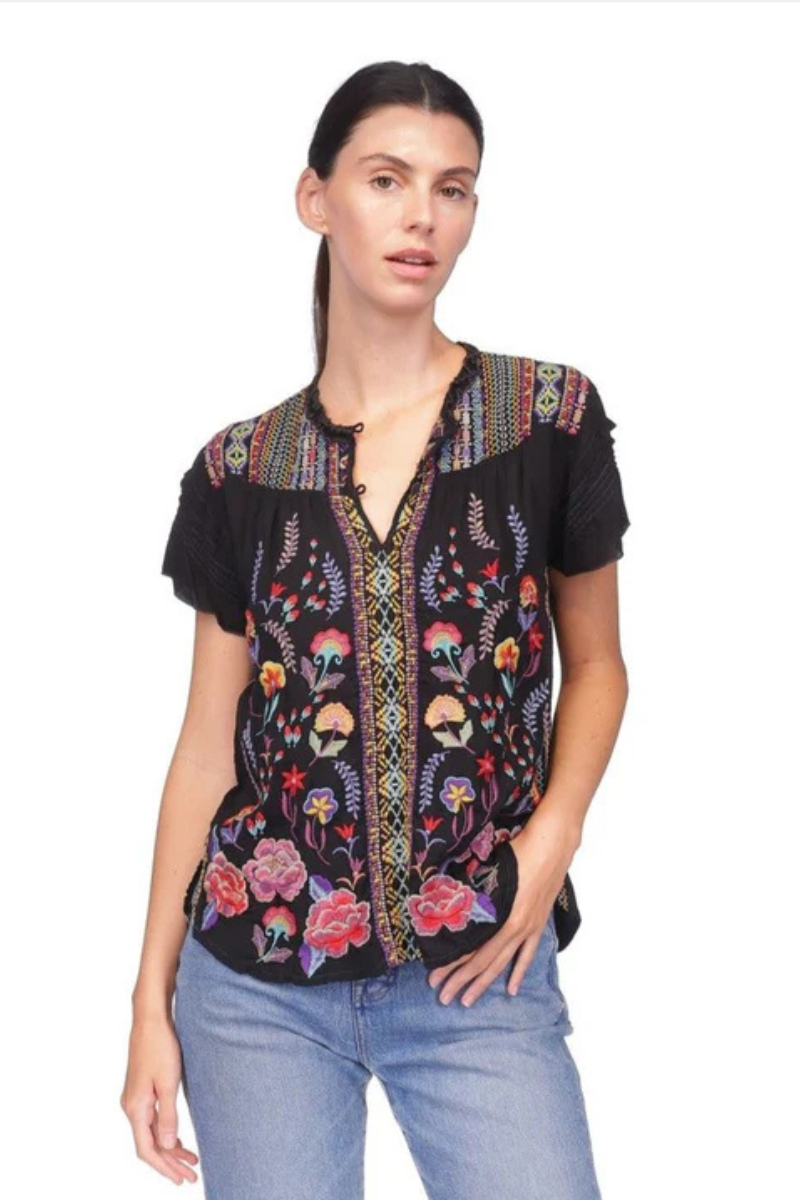 Johnny Was | Lafaret Blouse | Agnes Black