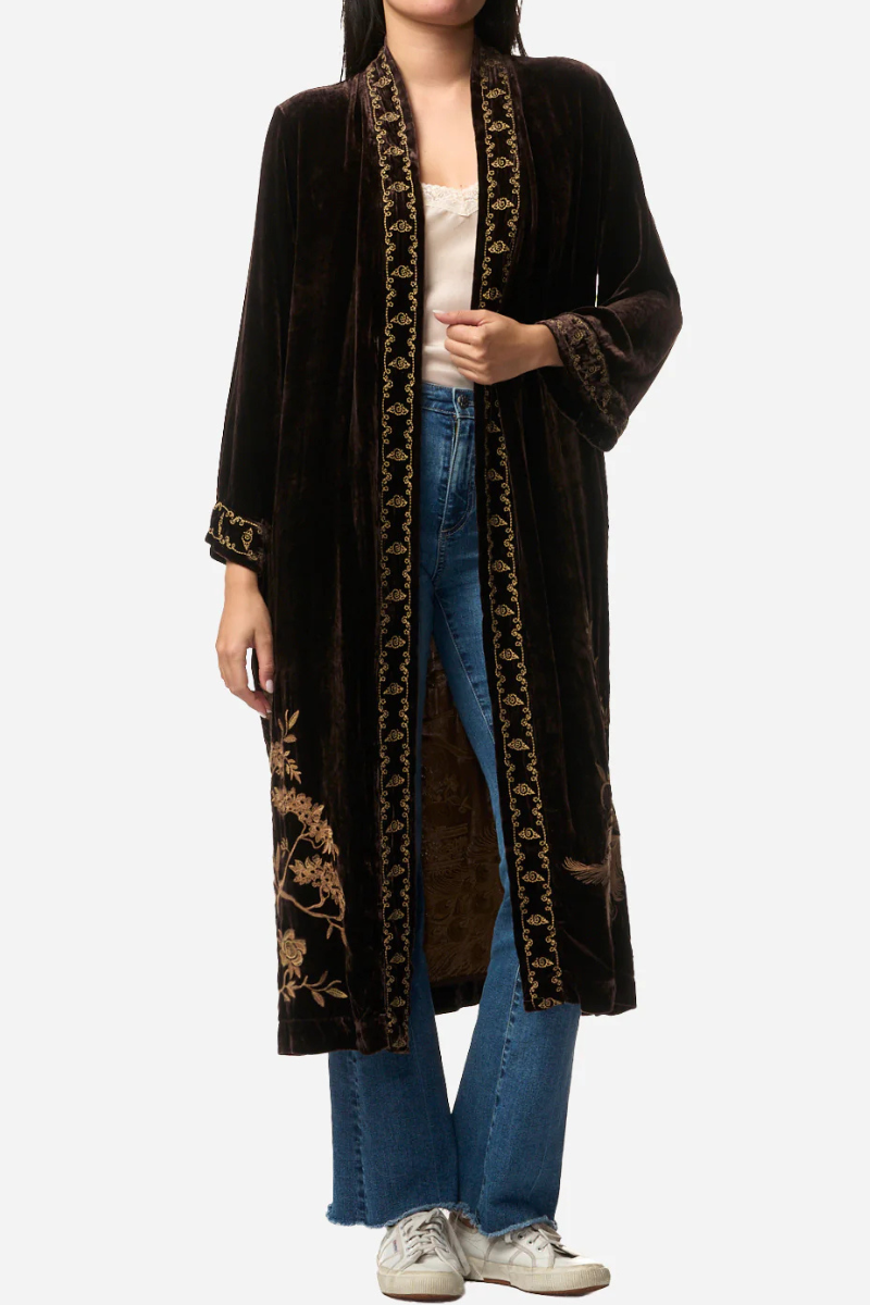 Johnny Was | Molly Velvet Kimono Coat | Chocolate