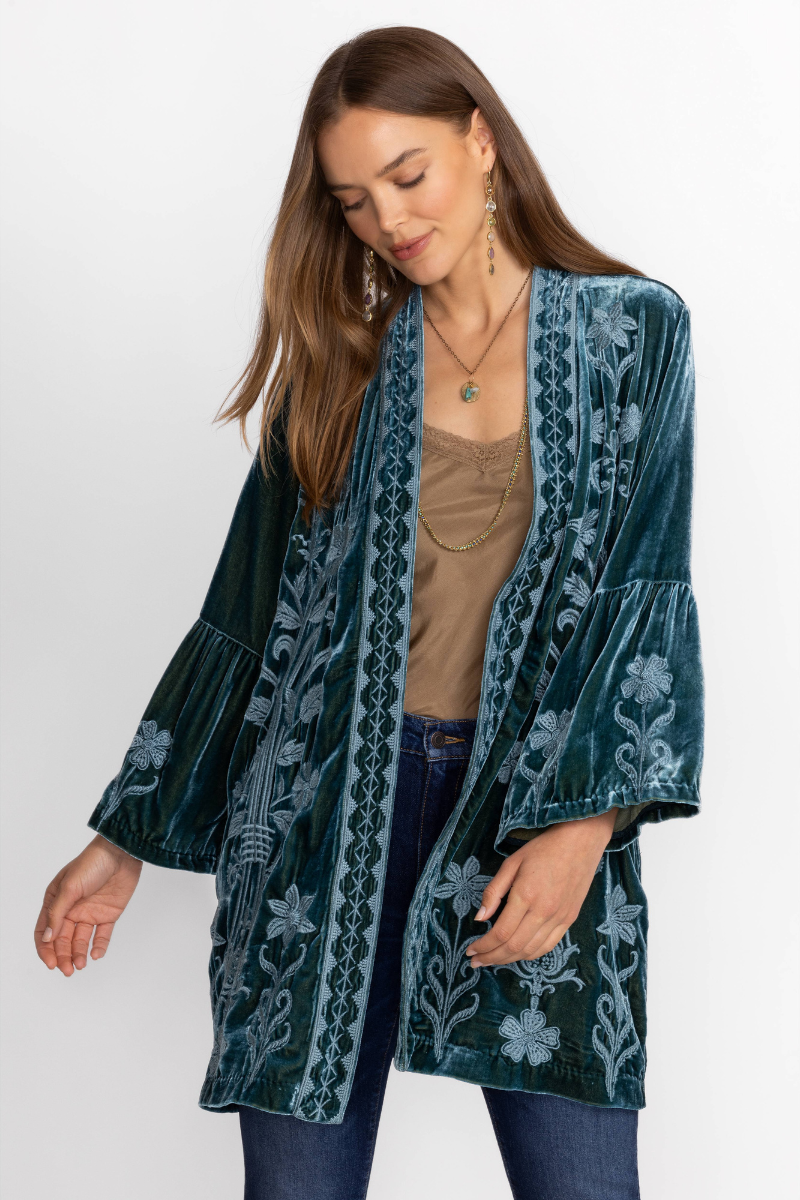 Johnny Was | Velvet Ruffle Sleeve Kimono | Talitha