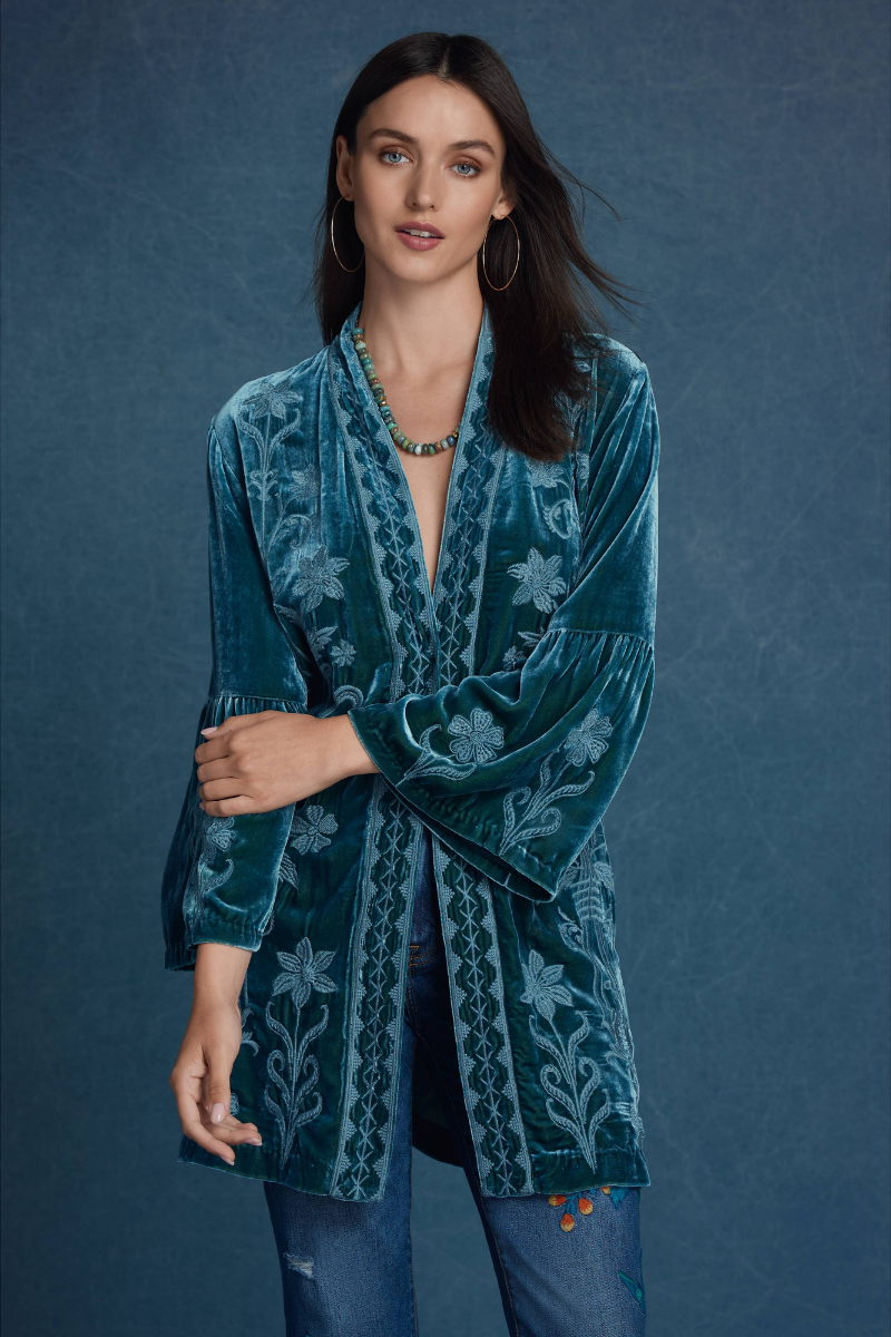 Johnny Was | Velvet Ruffle Sleeve Kimono | Talitha